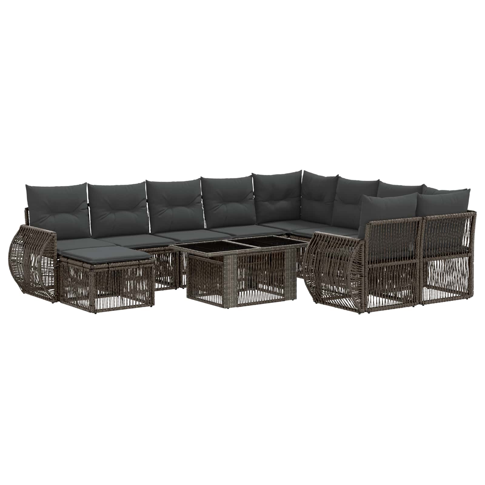 Gartensofa-set 11 stk. Grau und Dunkelgrau Poly-Rattan