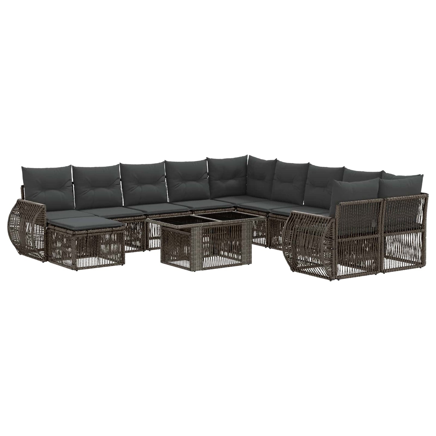 Gartensofa-set 12 stk. Grau und Dunkelgrau Poly-Rattan