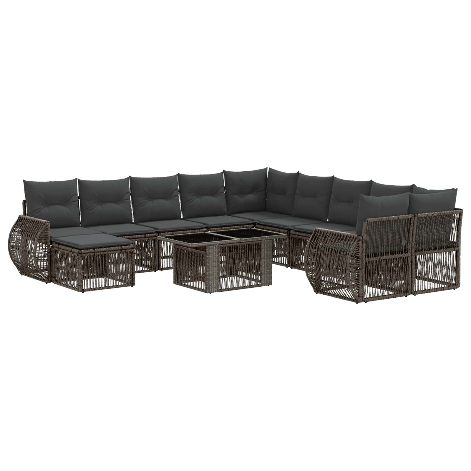 Gartensofa-set 12 stk. Grau und Dunkelgrau Poly-Rattan