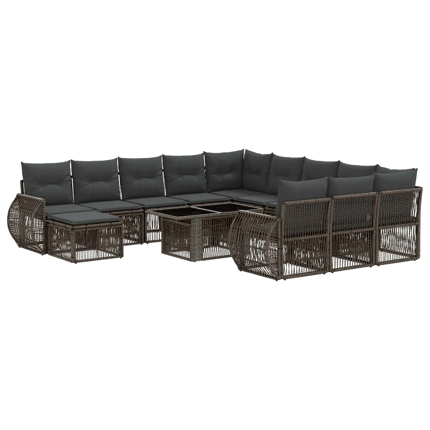 Gartensofa-set 13 stk. Grau und Dunkelgrau Poly-Rattan