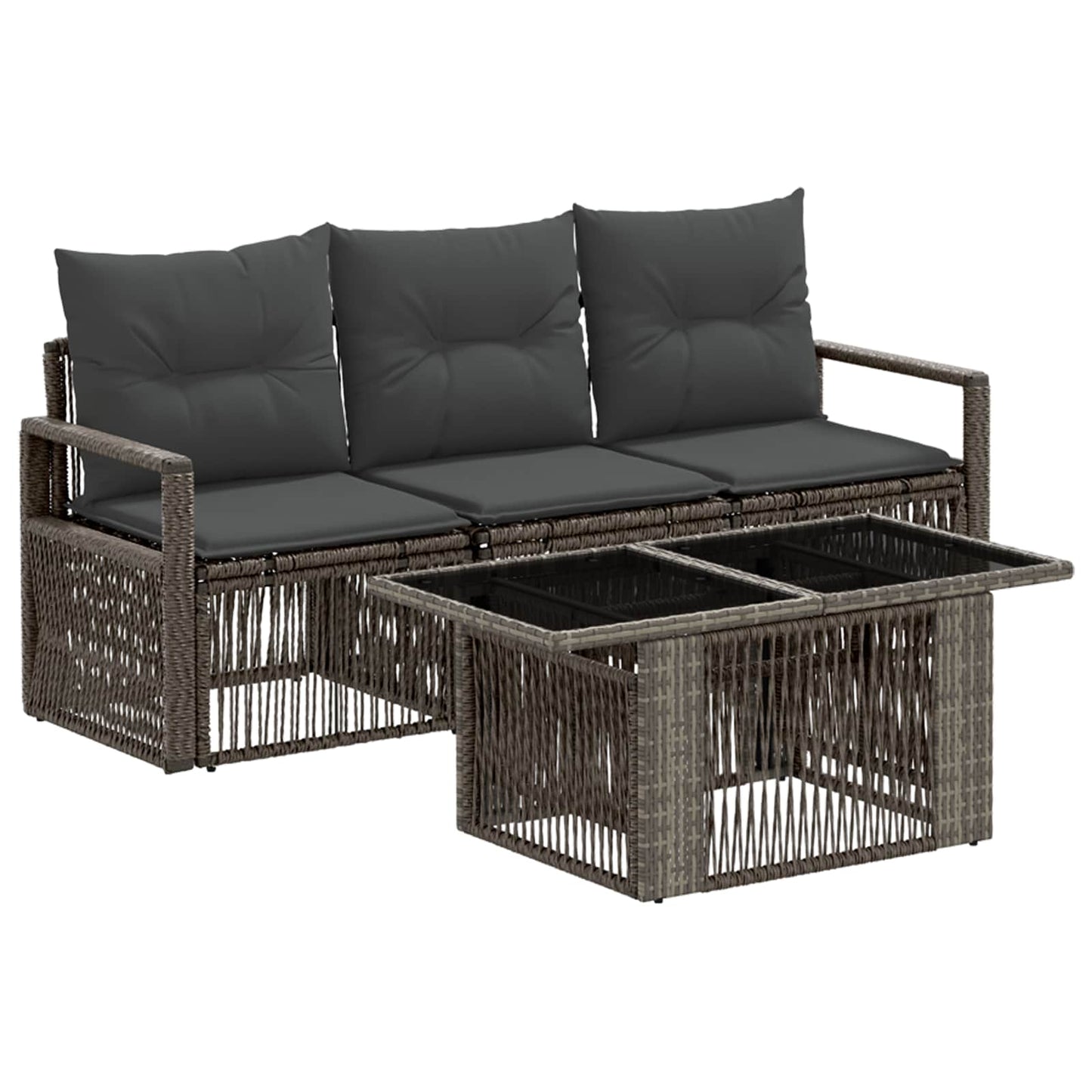 Gartensofa-set 4 stk. Grau und Dunkelgrau Poly-Rattan
