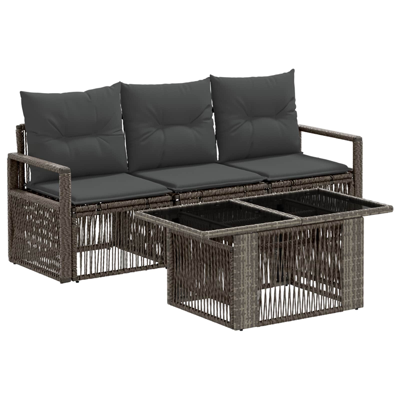 Gartensofa-set 4 stk. Grau und Dunkelgrau Poly-Rattan