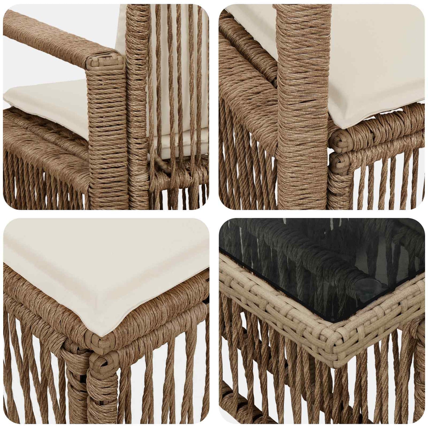 Gartensofa-set 4 stk. Beige und Cremeweiß Poly-Rattan