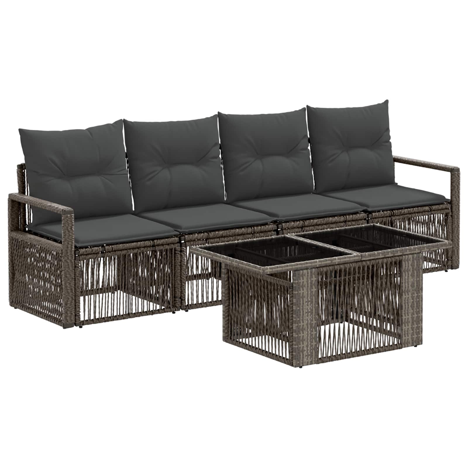 Gartensofa-set 5 stk. Grau und Dunkelgrau Poly-Rattan