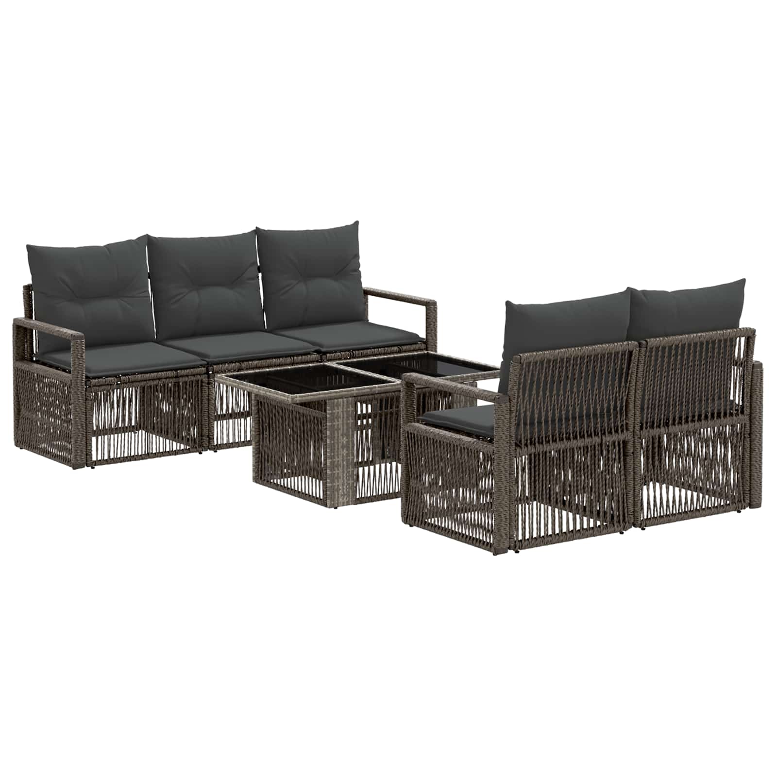 Gartensofa-set 6 stk. Grau und Dunkelgrau Poly-Rattan