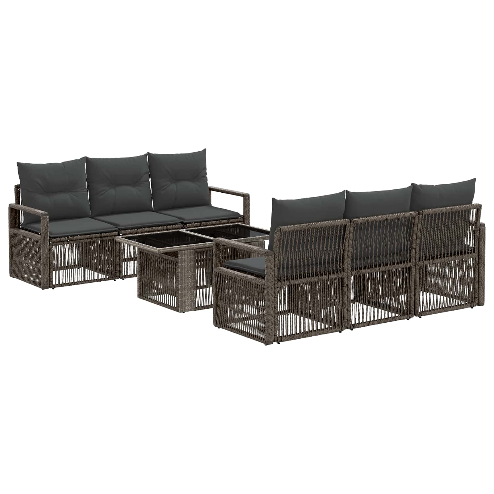 Gartensofa-set 7 stk. Grau und Dunkelgrau Poly-Rattan