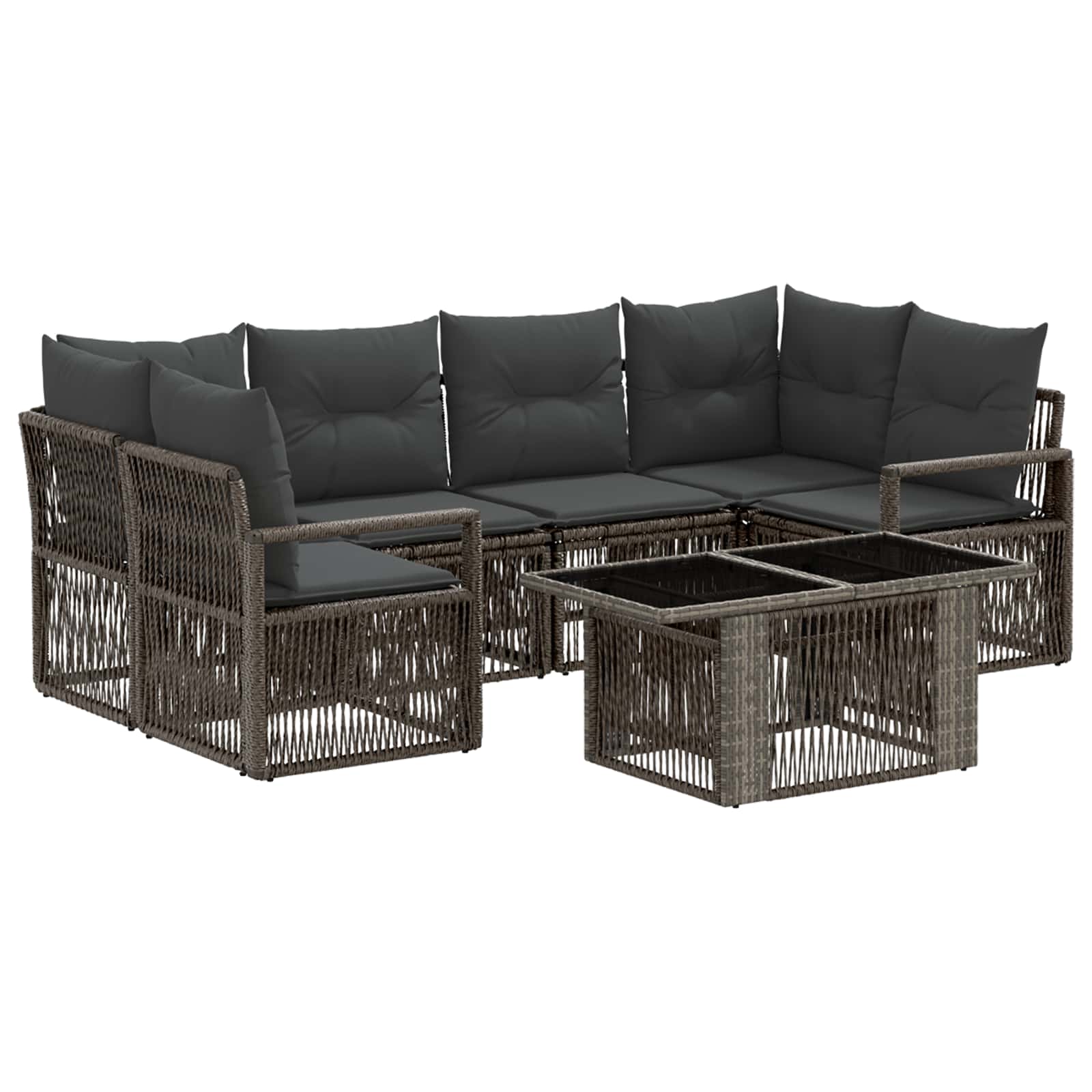 Gartensofa-set 7 stk. Grau und Dunkelgrau Poly-Rattan