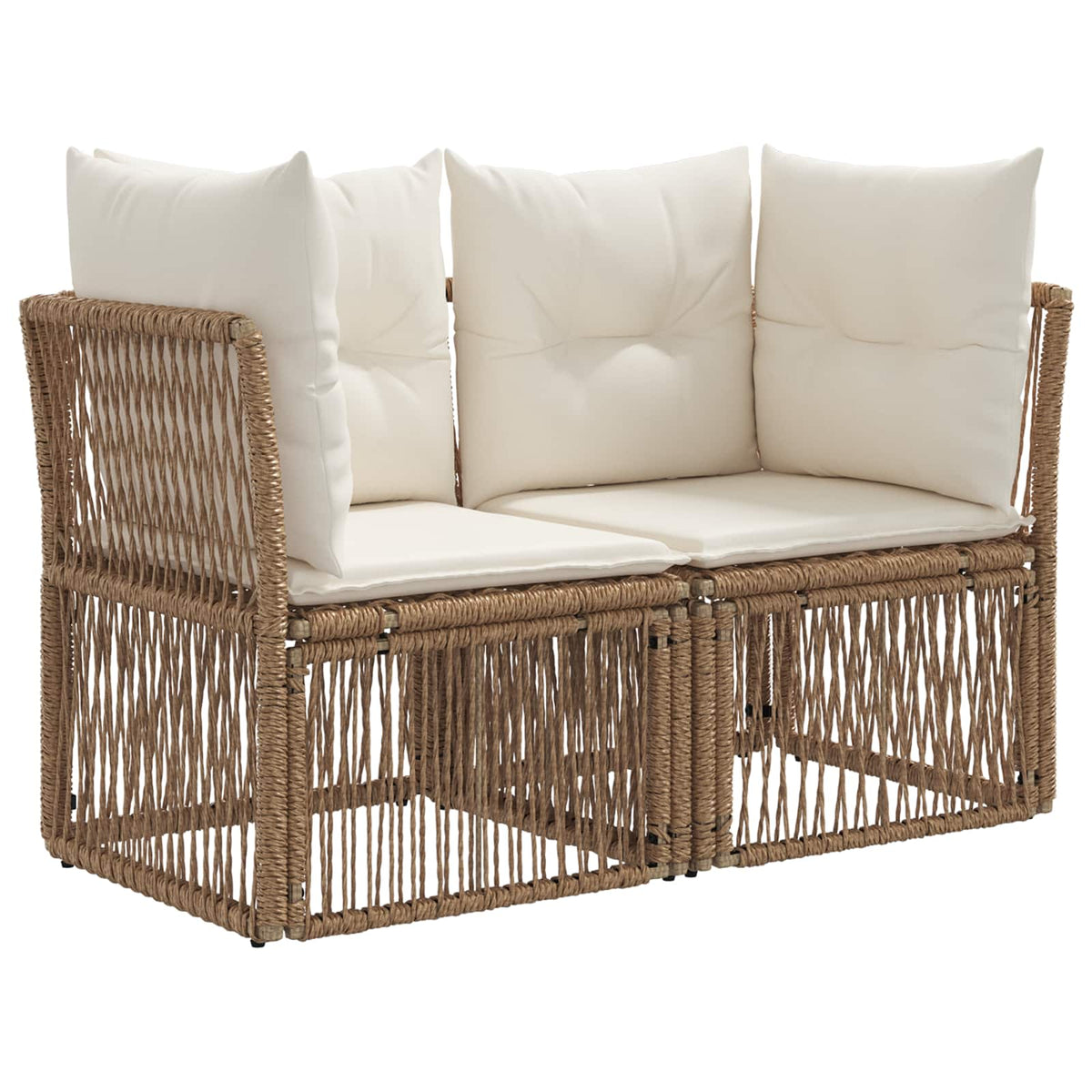 Gartensofa-set 7 stk. Beige und Cremeweiß Poly-Rattan