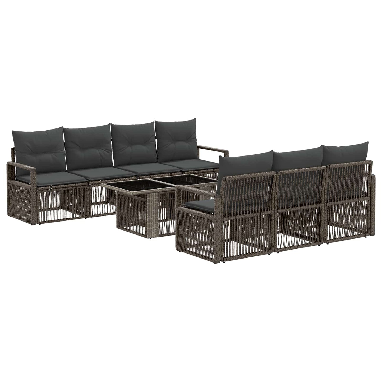 Gartensofa-set 8 stk. Grau und Dunkelgrau Poly-Rattan