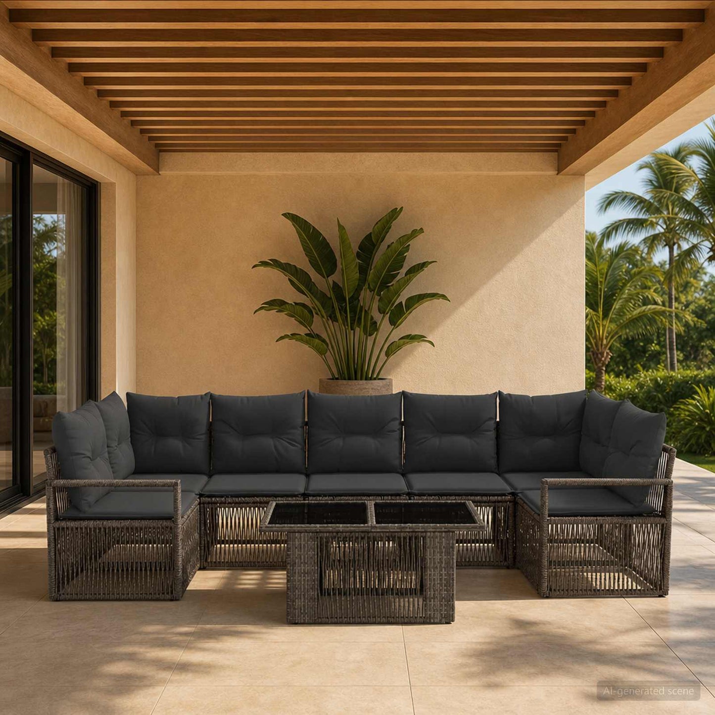 Gartensofa-set 8 stk. Grau und Dunkelgrau Poly-Rattan
