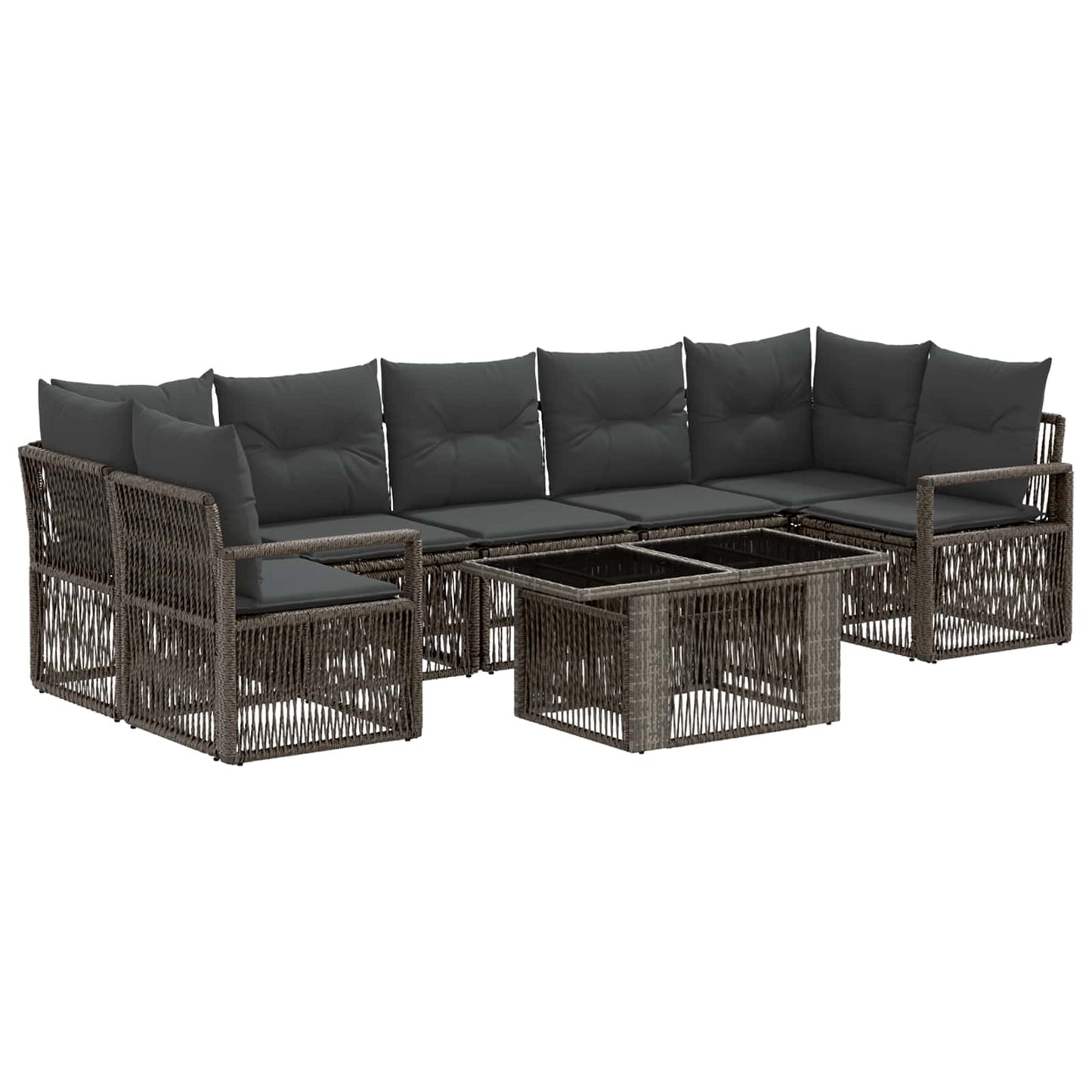 Gartensofa-set 8 stk. Grau und Dunkelgrau Poly-Rattan