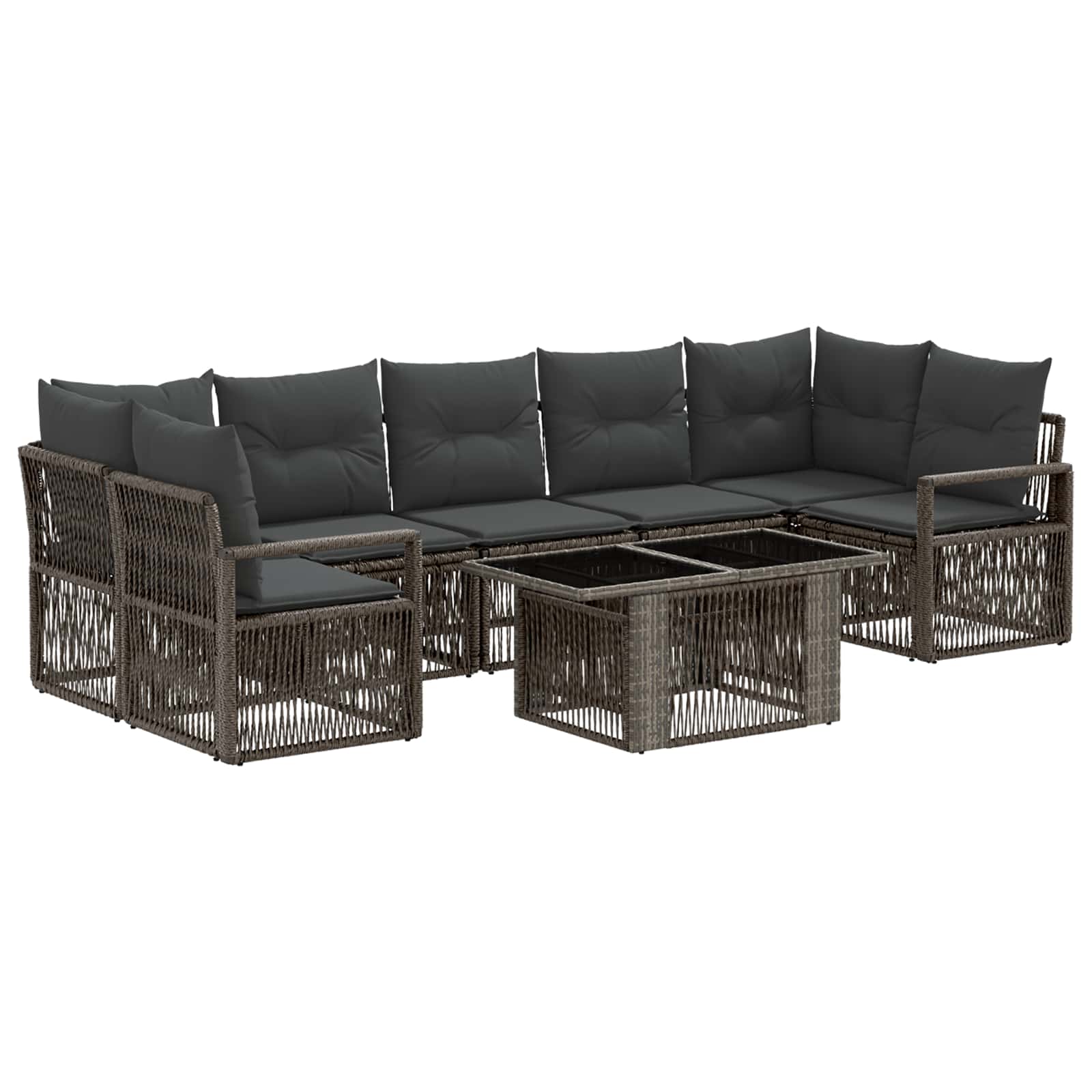 Gartensofa-set 8 stk. Grau und Dunkelgrau Poly-Rattan