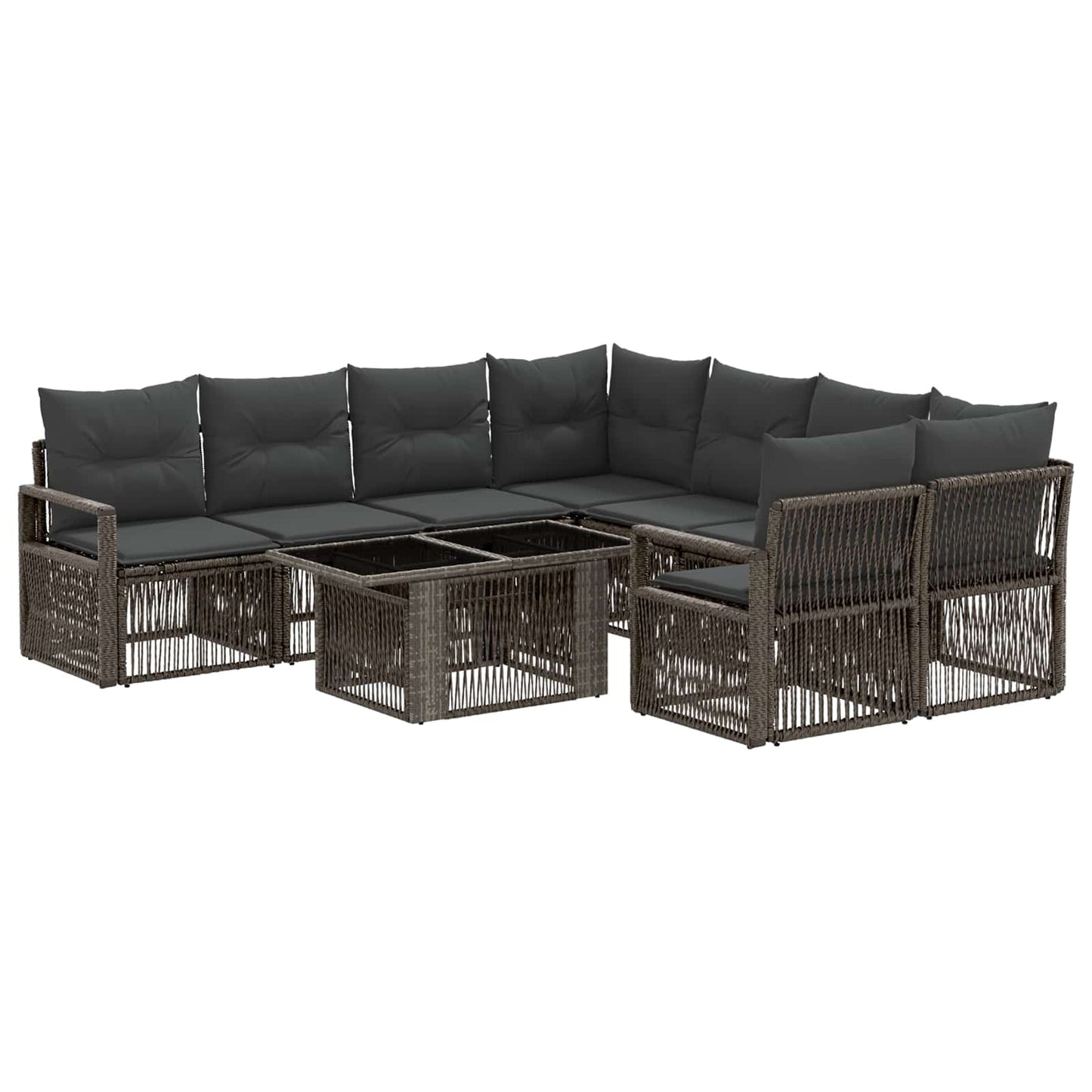 Gartensofa-set 9 stk. Grau und Dunkelgrau Poly-Rattan