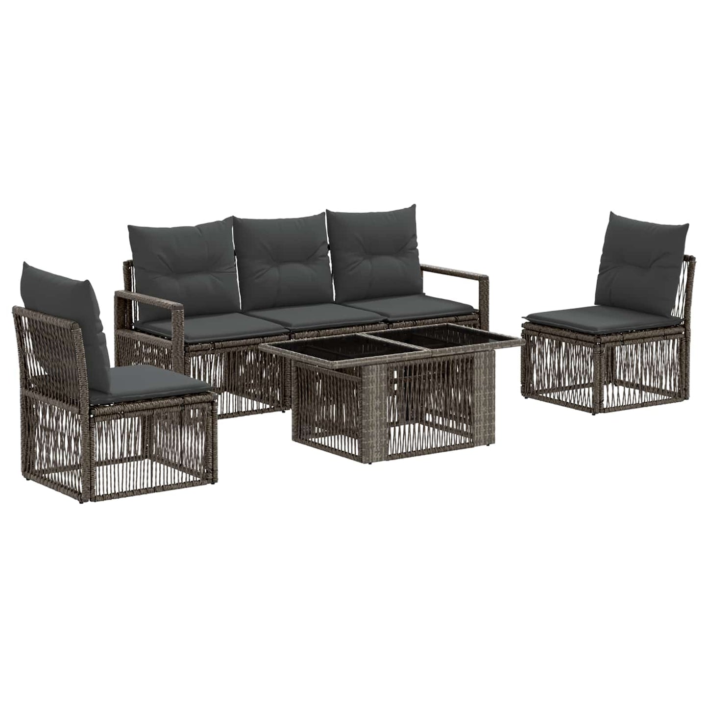 Gartensofa-set 6 stk. Grau und Dunkelgrau Poly-Rattan