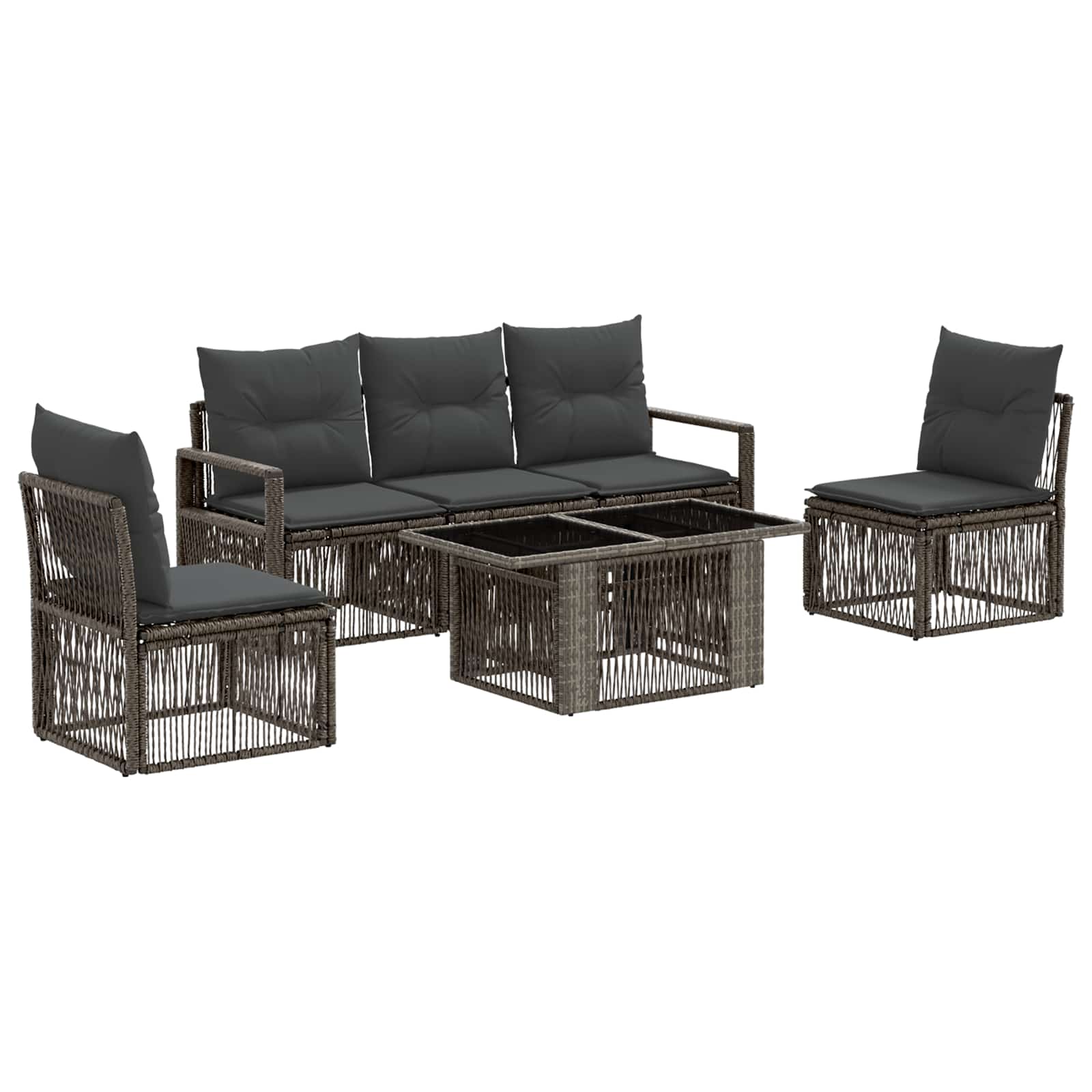Gartensofa-set 6 stk. Grau und Dunkelgrau Poly-Rattan
