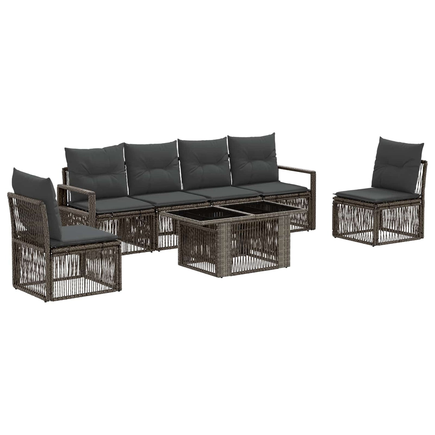 Gartensofa-set 7 stk. Grau und Dunkelgrau Poly-Rattan