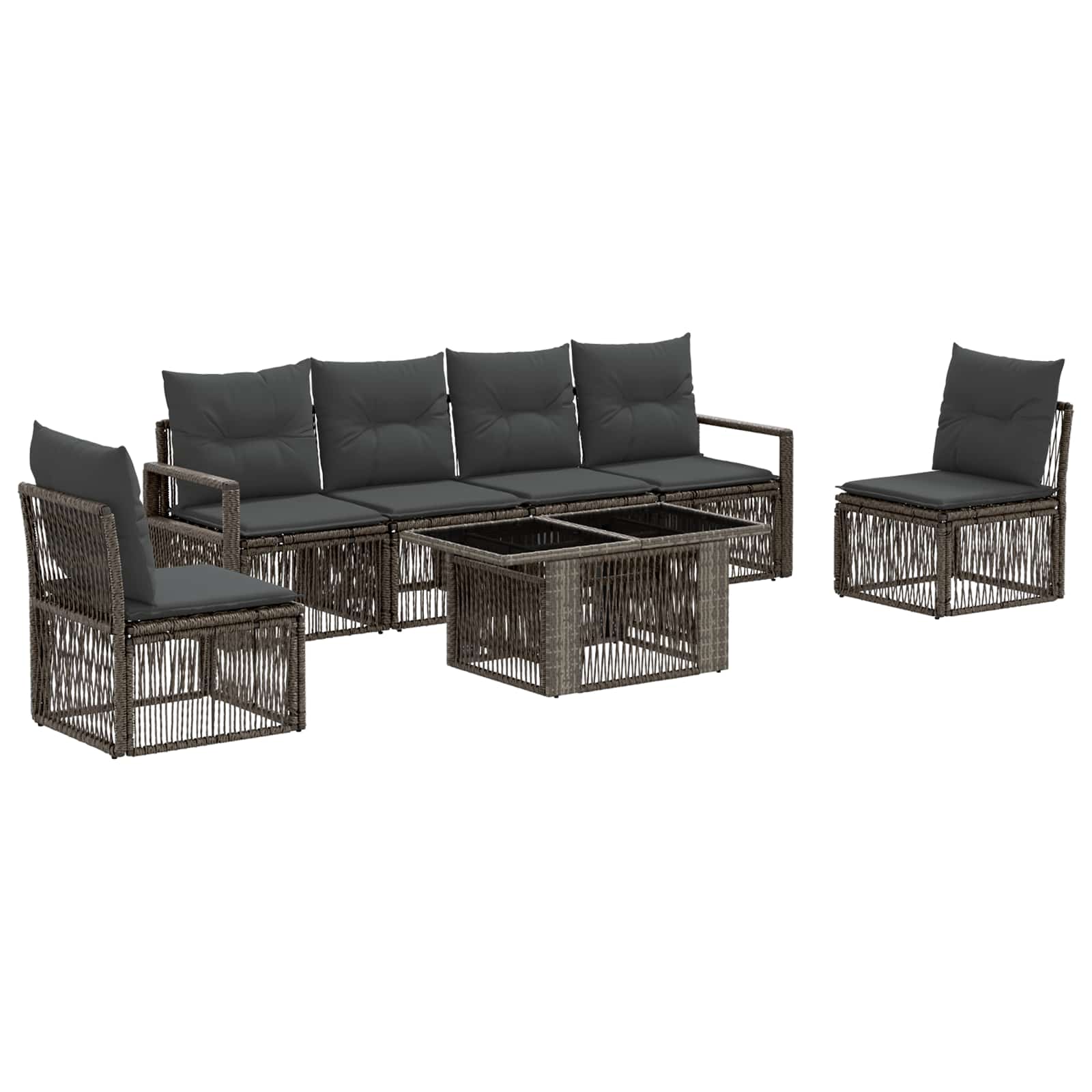 Gartensofa-set 7 stk. Grau und Dunkelgrau Poly-Rattan