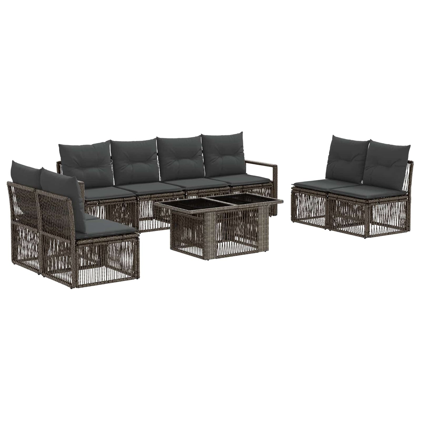 Gartensofa-set 9 stk. Grau und Dunkelgrau Poly-Rattan