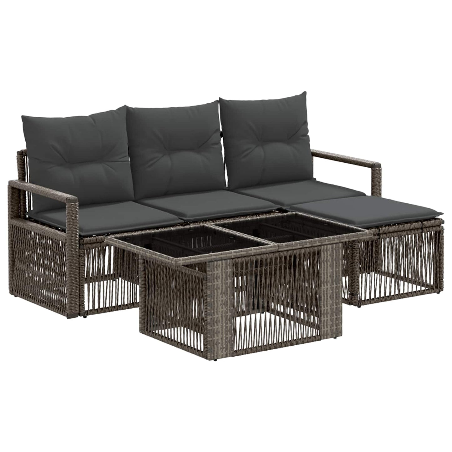 Gartensofa-set 5 stk. Grau und Dunkelgrau Poly-Rattan
