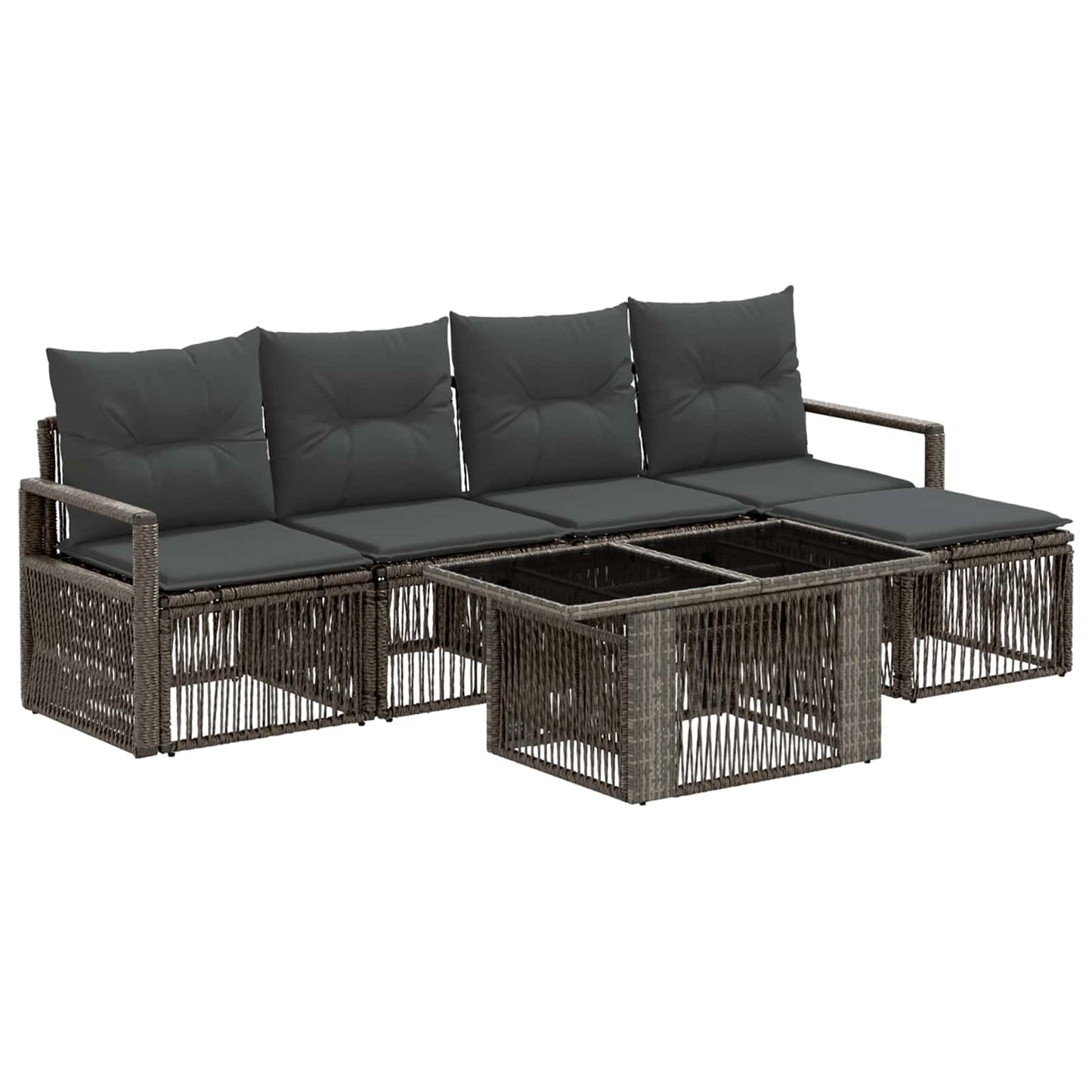 Gartensofa-set 6 stk. Grau und Dunkelgrau Poly-Rattan