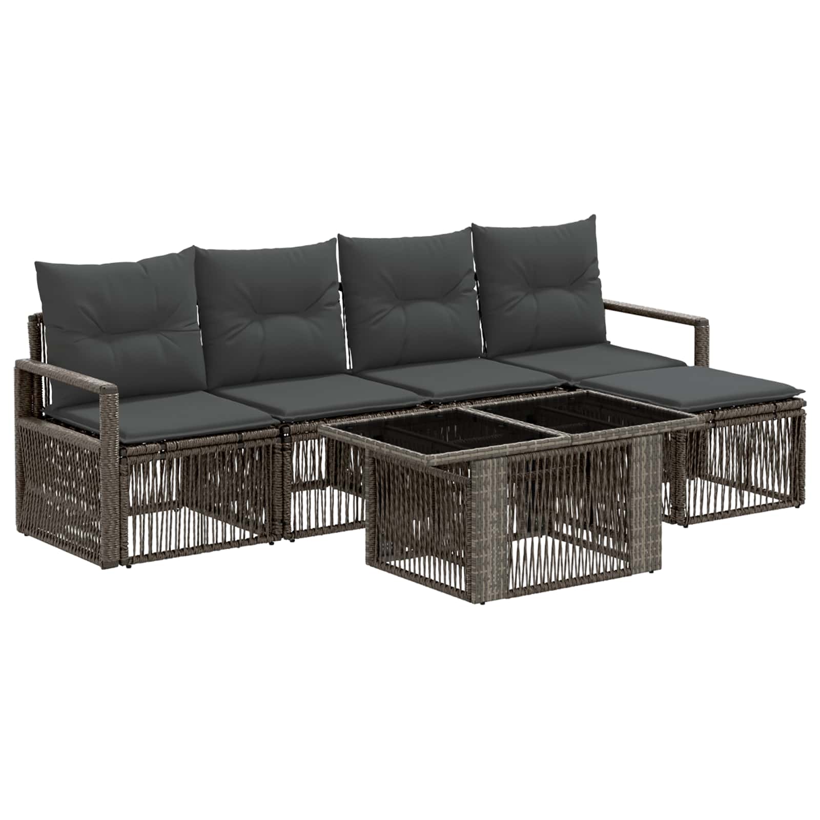 Gartensofa-set 6 stk. Grau und Dunkelgrau Poly-Rattan