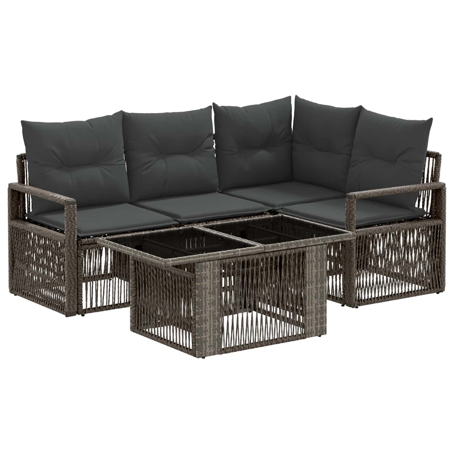 Gartensofa-set 5 stk. Grau und Dunkelgrau Poly-Rattan