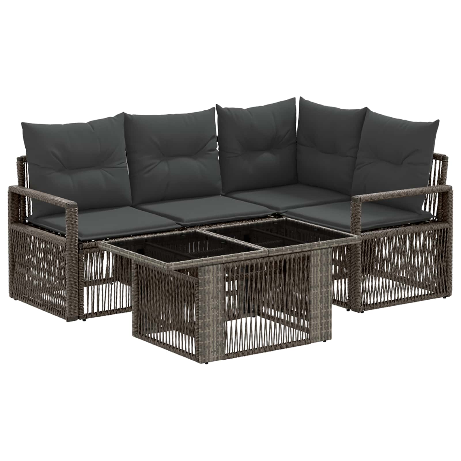 Gartensofa-set 5 stk. Grau und Dunkelgrau Poly-Rattan