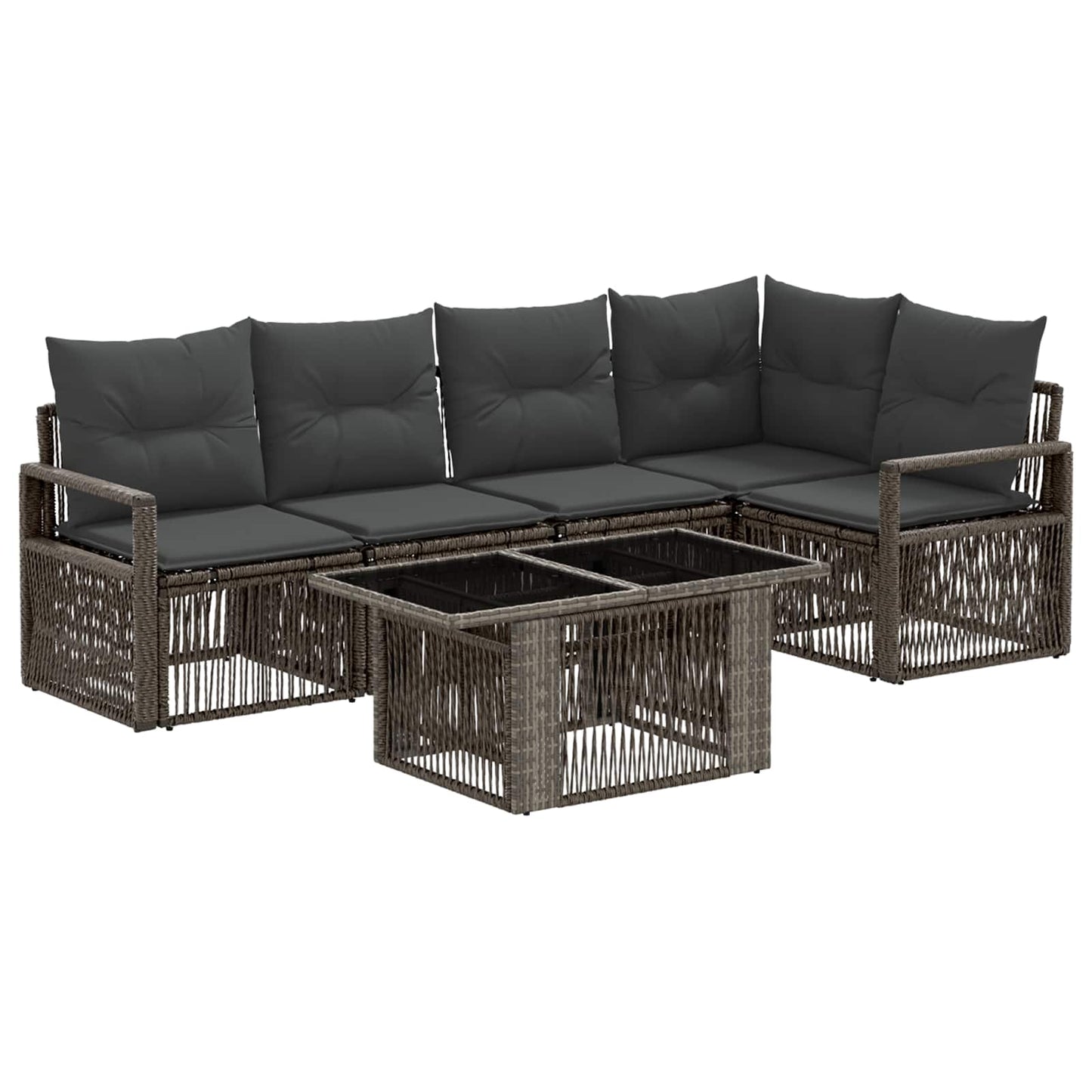 Gartensofa-set 6 stk. Grau und Dunkelgrau Poly-Rattan