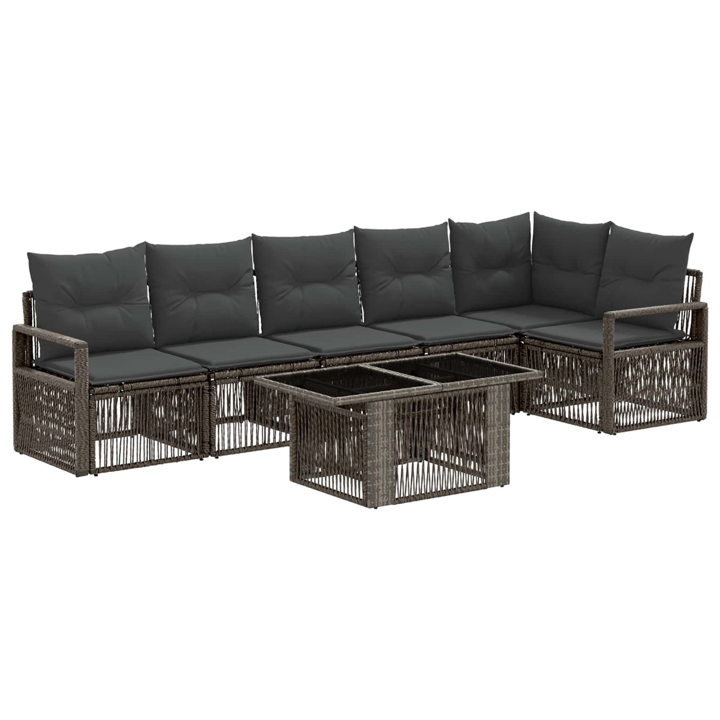 Gartensofa-set 7 stk. Grau und Dunkelgrau Poly-Rattan
