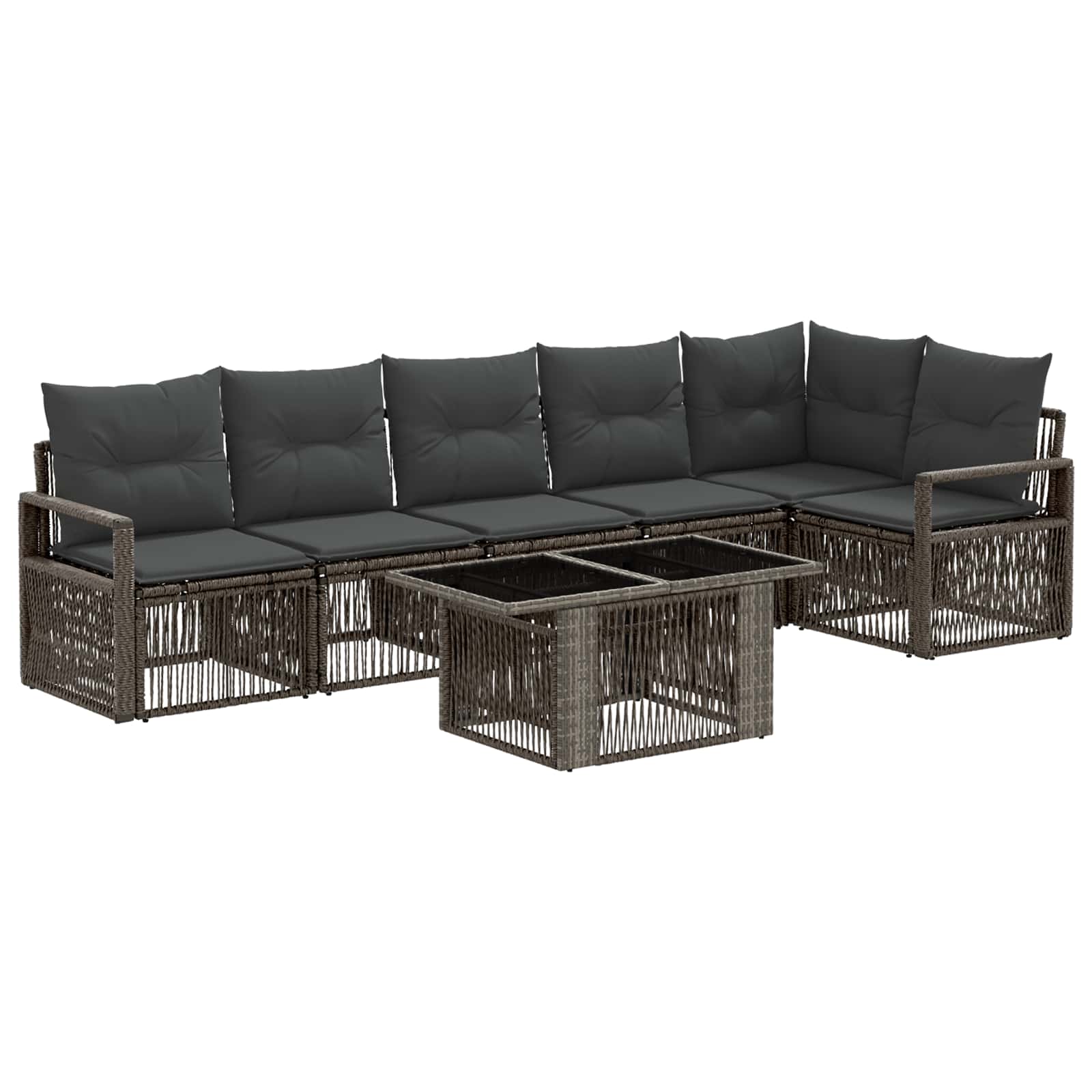 Gartensofa-set 7 stk. Grau und Dunkelgrau Poly-Rattan