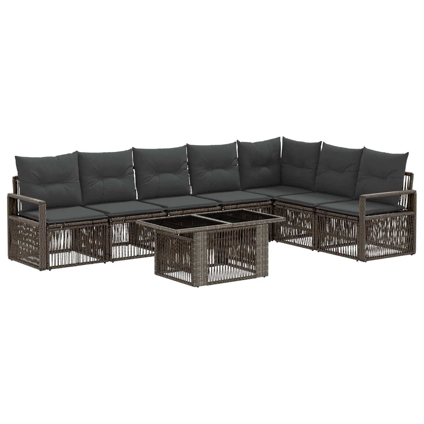 Gartensofa-set 8 stk. Grau und Dunkelgrau Poly-Rattan