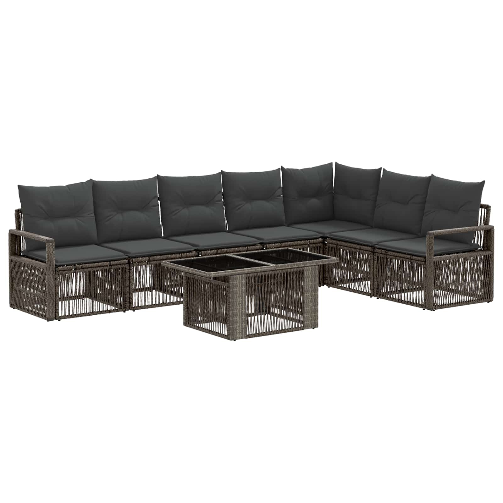 Gartensofa-set 8 stk. Grau und Dunkelgrau Poly-Rattan