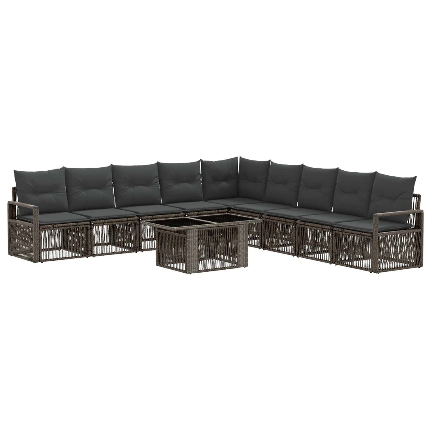 Gartensofa-set 10 stk. Grau und Dunkelgrau Poly-Rattan