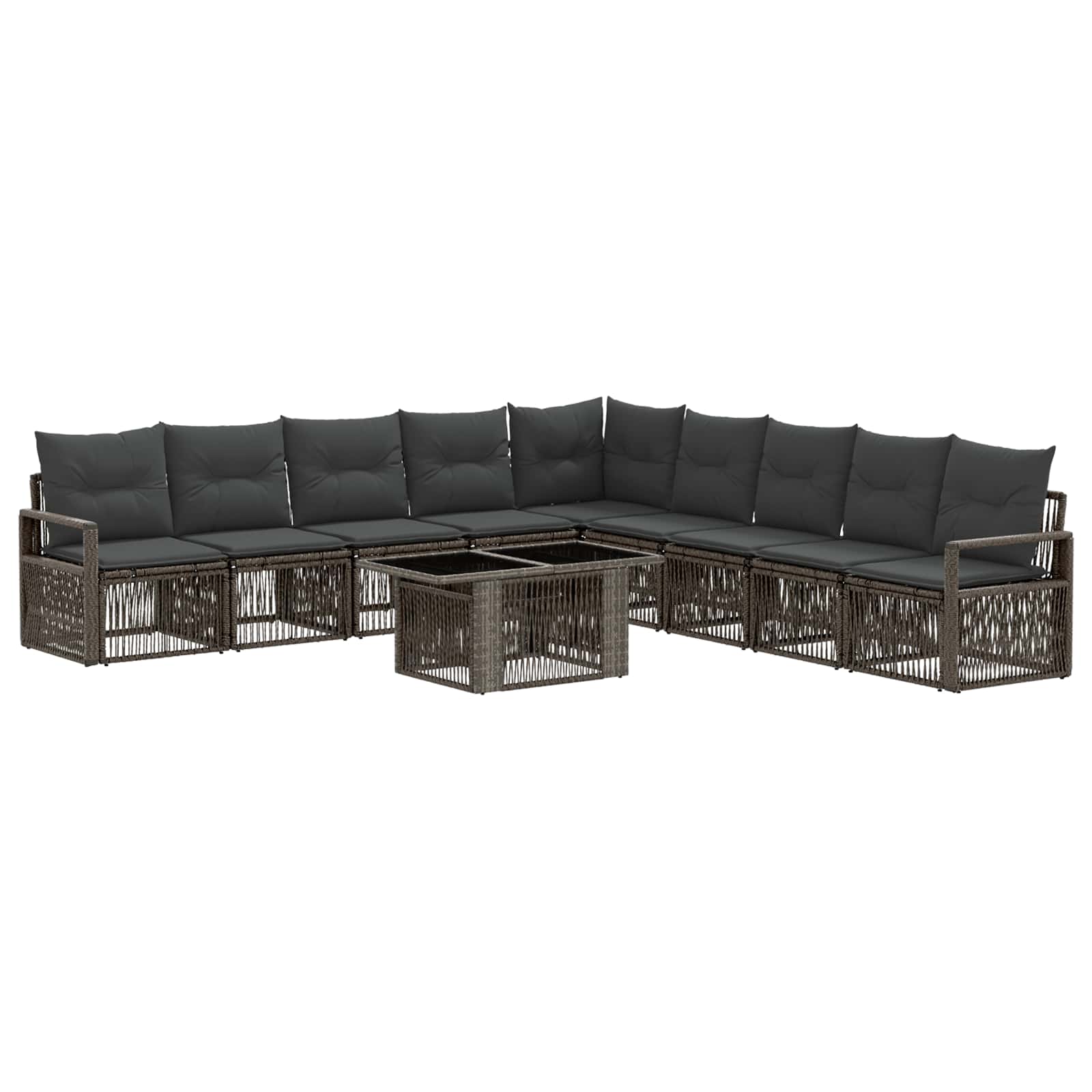 Gartensofa-set 10 stk. Grau und Dunkelgrau Poly-Rattan