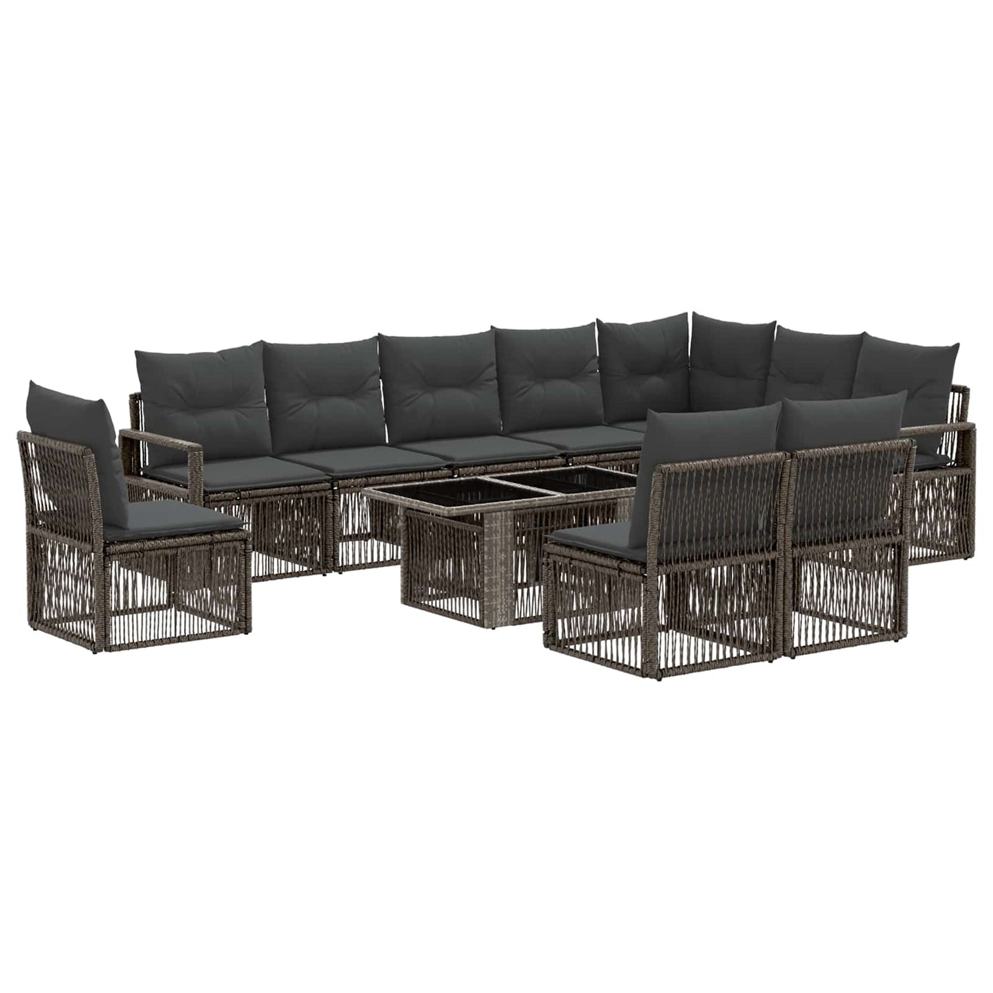 Gartensofa-set 11 stk. Grau und Dunkelgrau Poly-Rattan