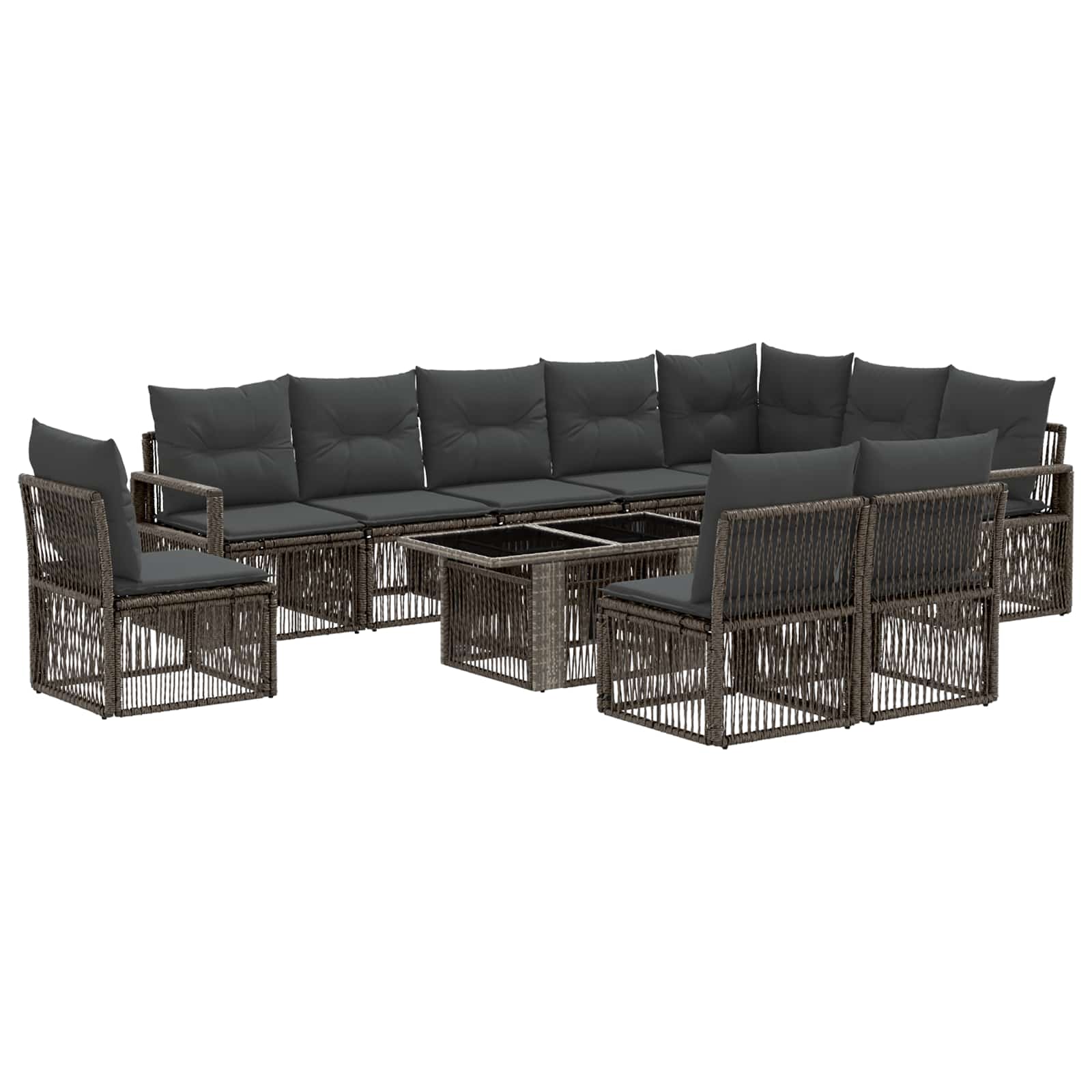 Gartensofa-set 11 stk. Grau und Dunkelgrau Poly-Rattan