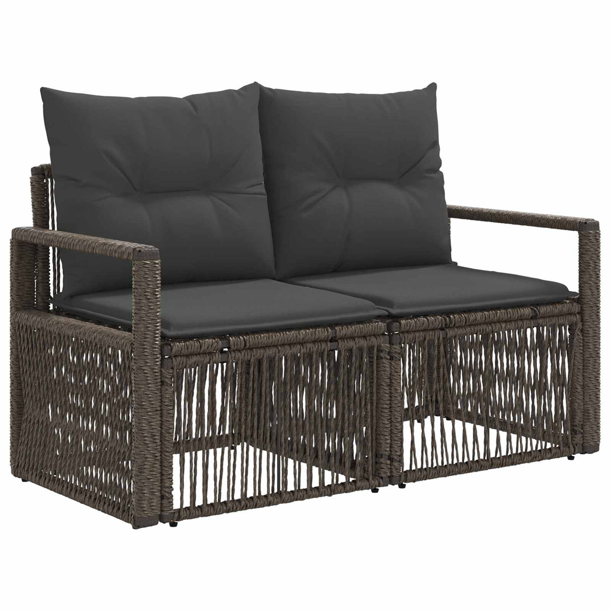 Gartensofa-set 10 stk. Grau und Dunkelgrau Poly-Rattan