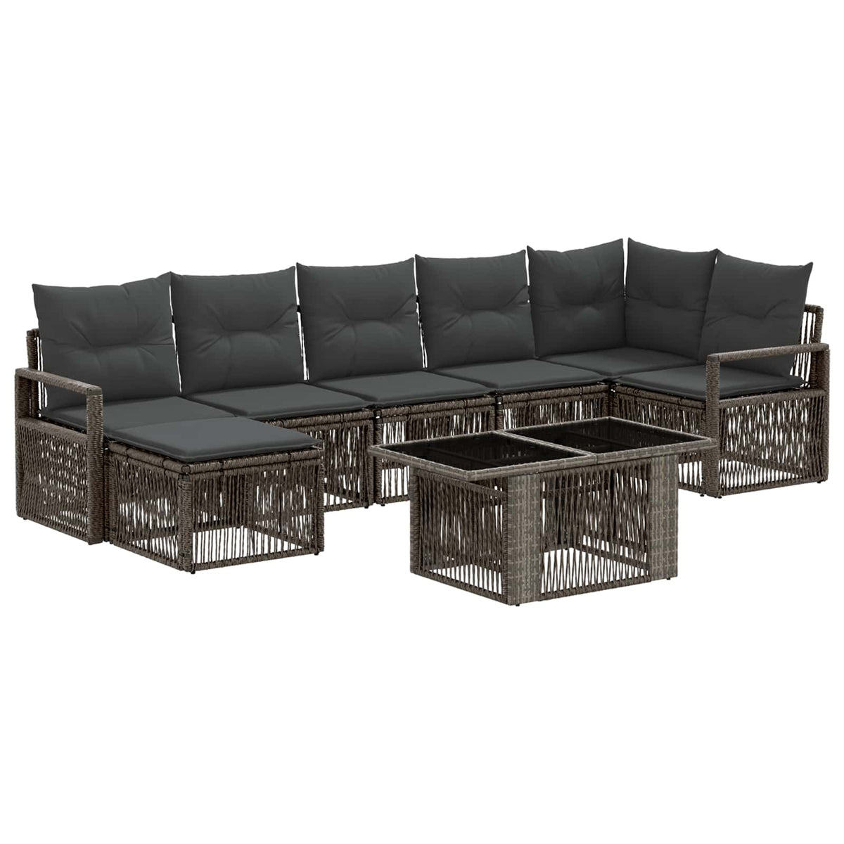 Gartensofa-set 8 stk. Grau und Dunkelgrau Poly-Rattan