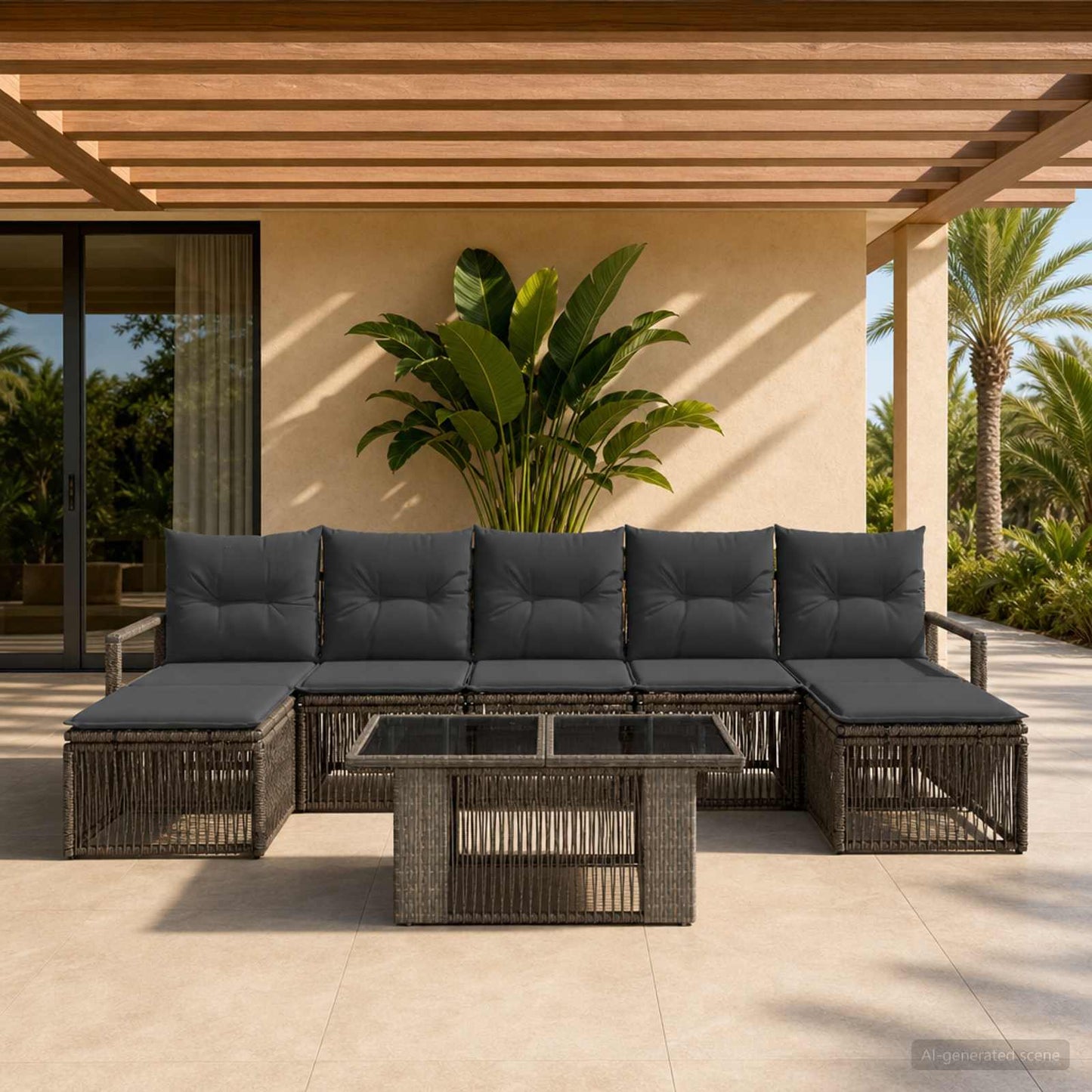 Gartensofa-set 8 stk. Grau und Dunkelgrau Poly-Rattan