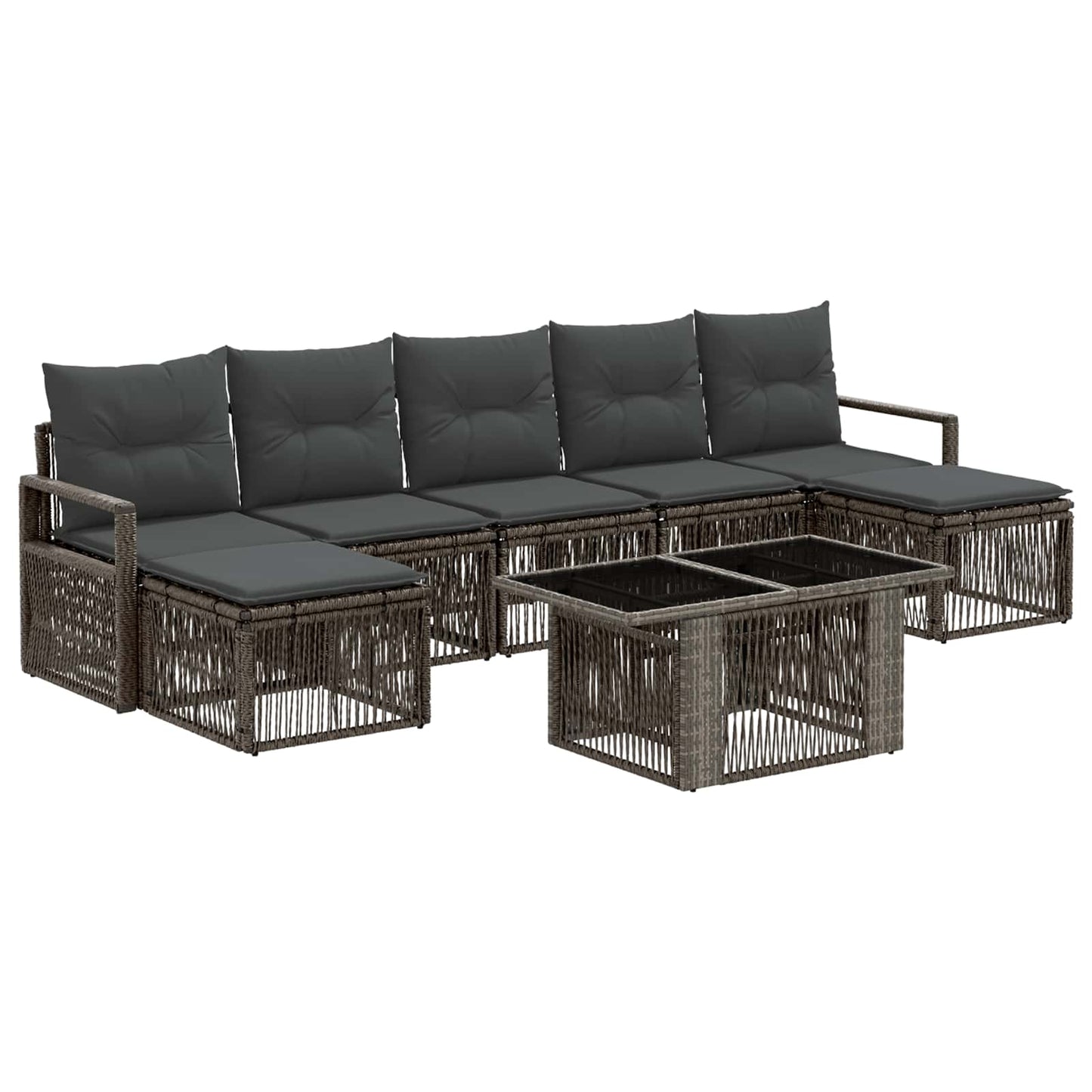 Gartensofa-set 8 stk. Grau und Dunkelgrau Poly-Rattan