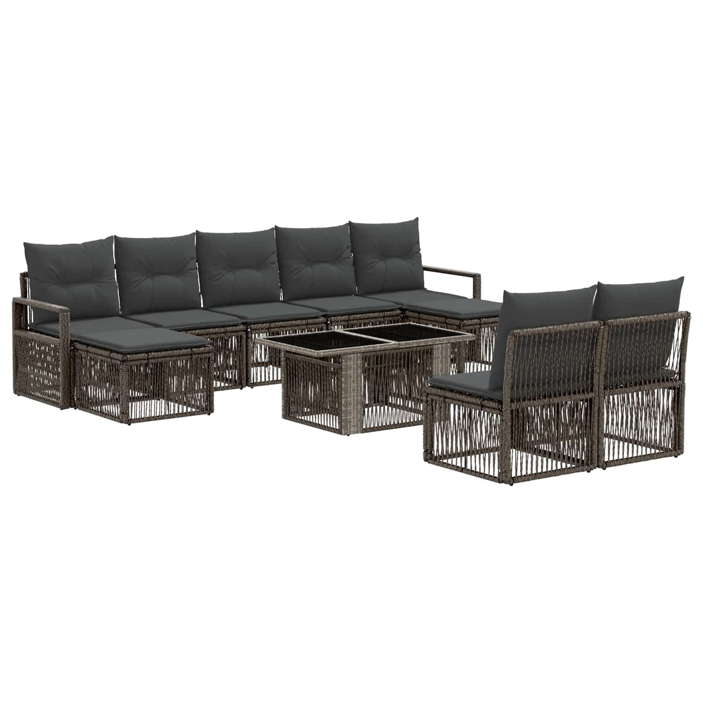 Gartensofa-set 10 stk. Grau und Dunkelgrau Poly-Rattan