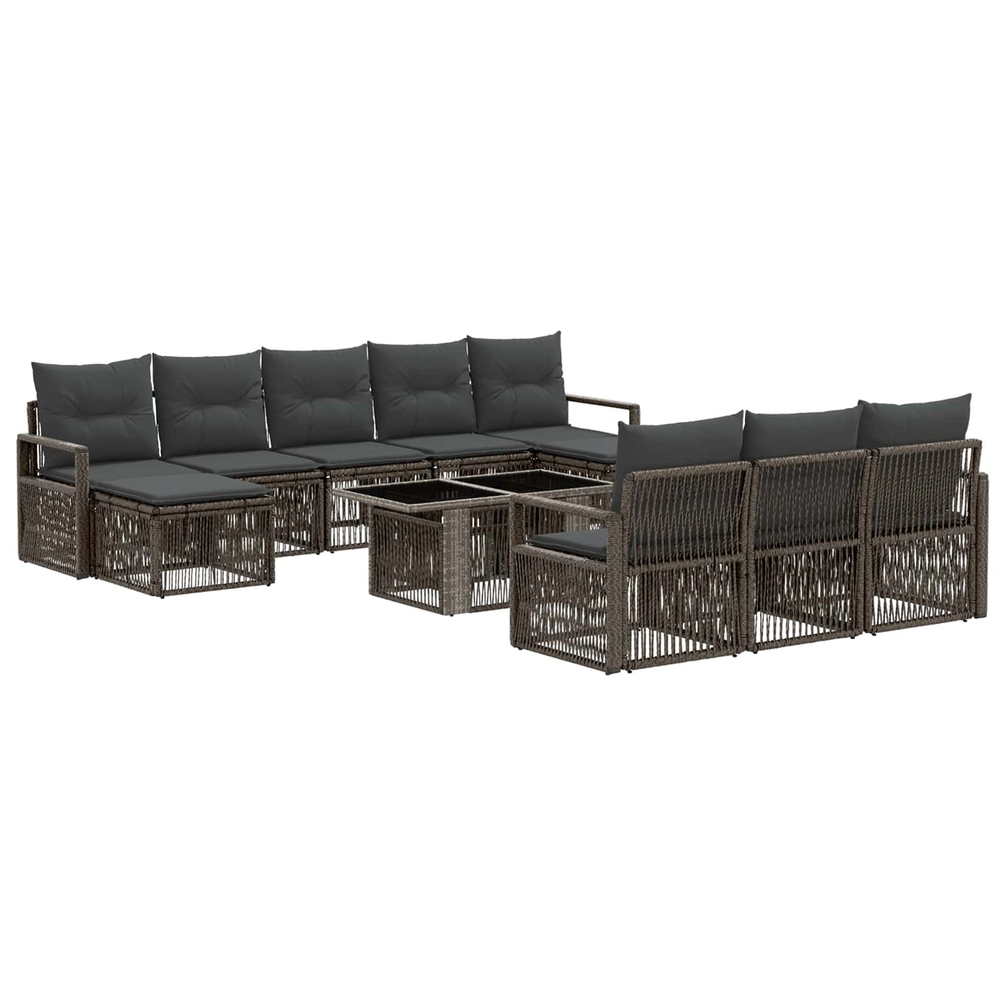 Gartensofa-set 11 stk. Grau und Dunkelgrau Poly-Rattan