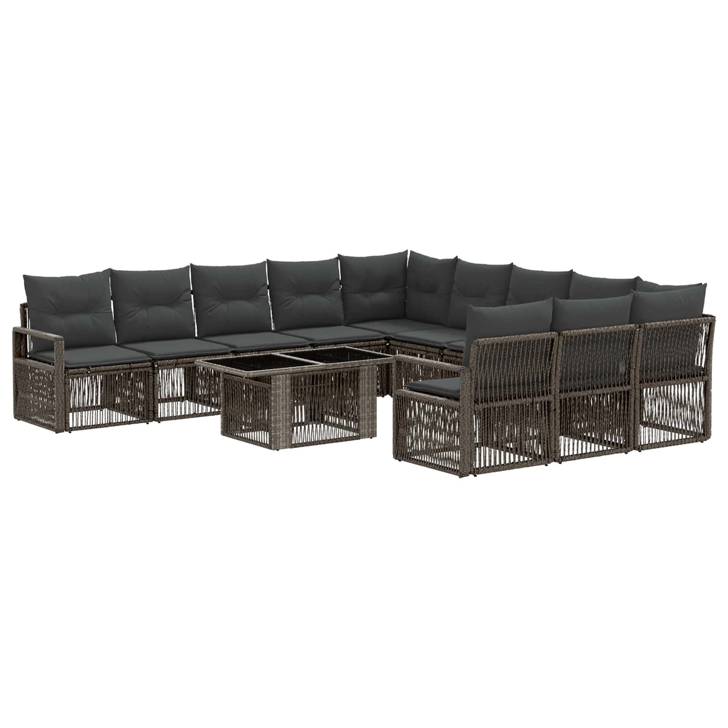 Gartensofa-set 12 stk. Grau und Dunkelgrau Poly-Rattan