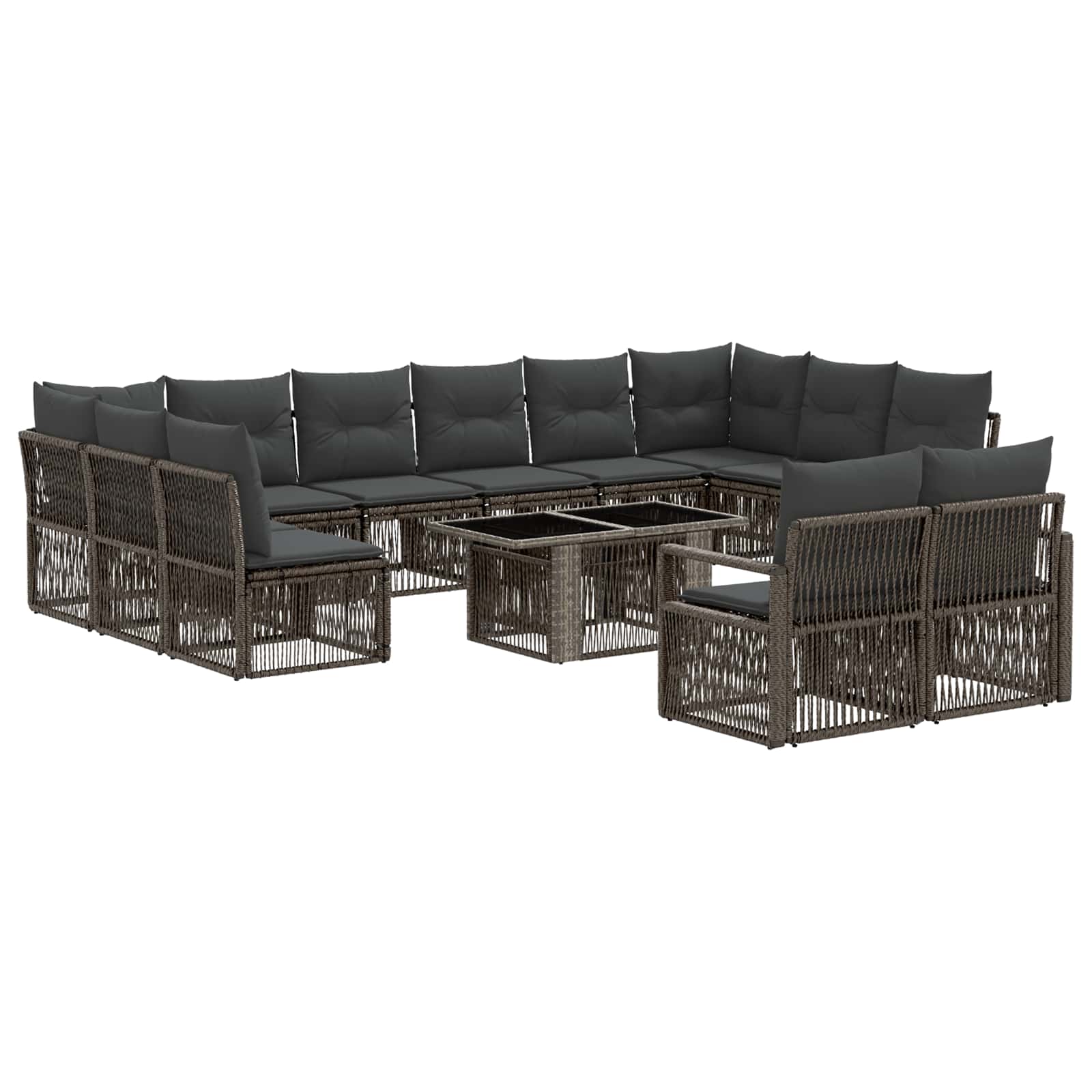 Gartensofa-set 13 stk. Grau und Dunkelgrau Poly-Rattan