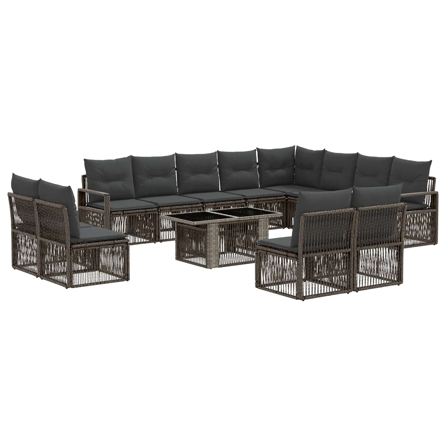 Gartensofa-set 13 stk. Grau und Dunkelgrau Poly-Rattan