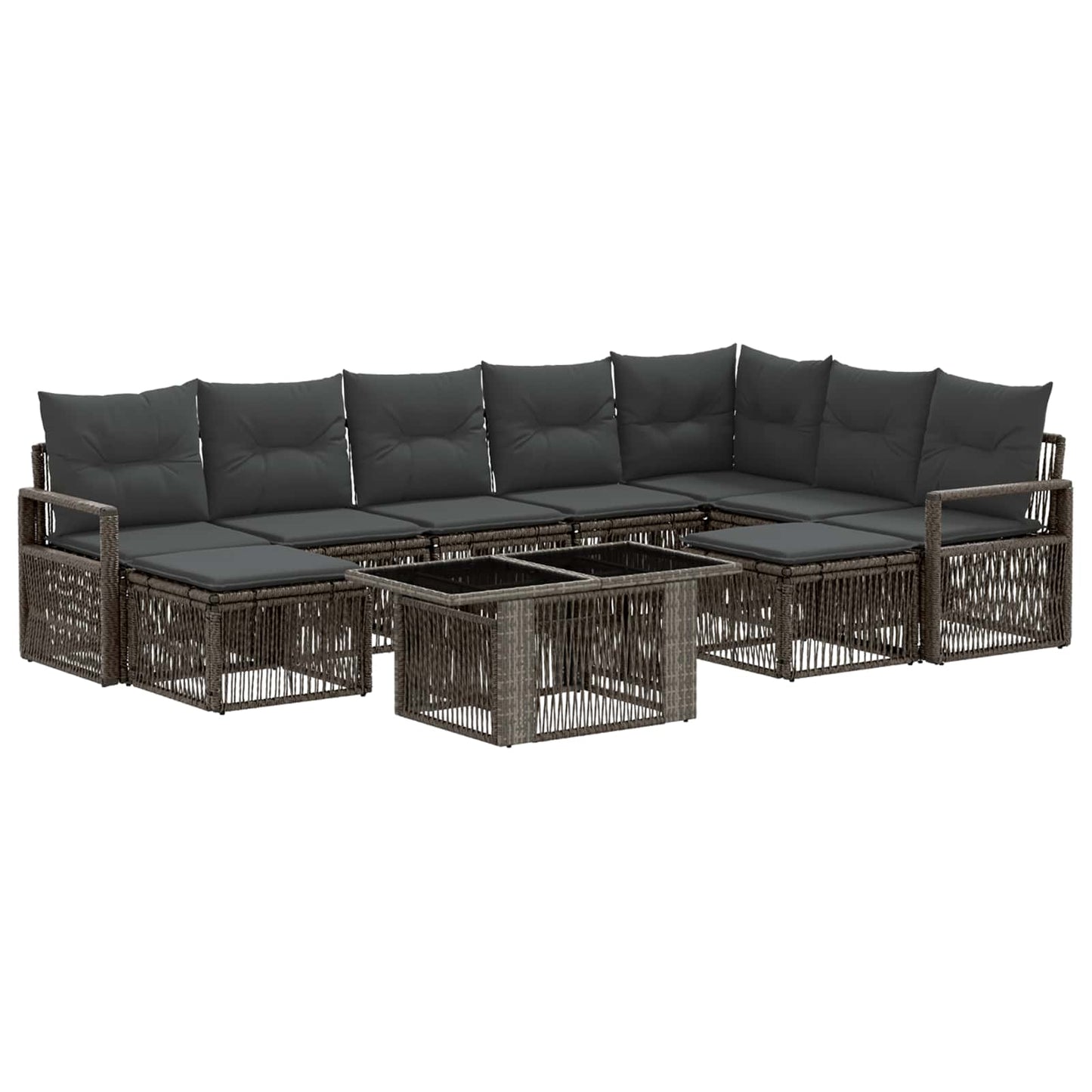 Gartensofa-set 10 stk. Grau und Dunkelgrau Poly-Rattan