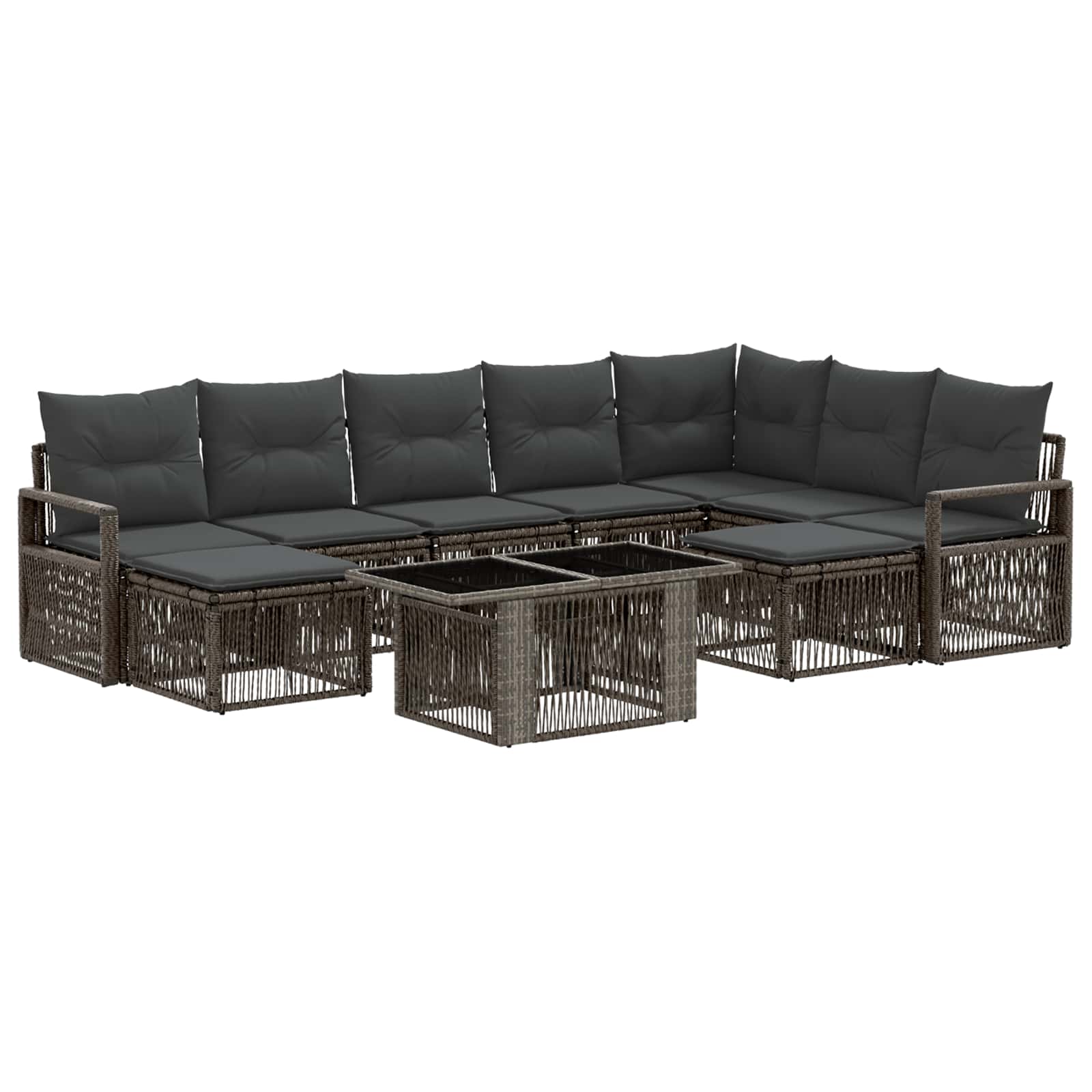 Gartensofa-set 10 stk. Grau und Dunkelgrau Poly-Rattan