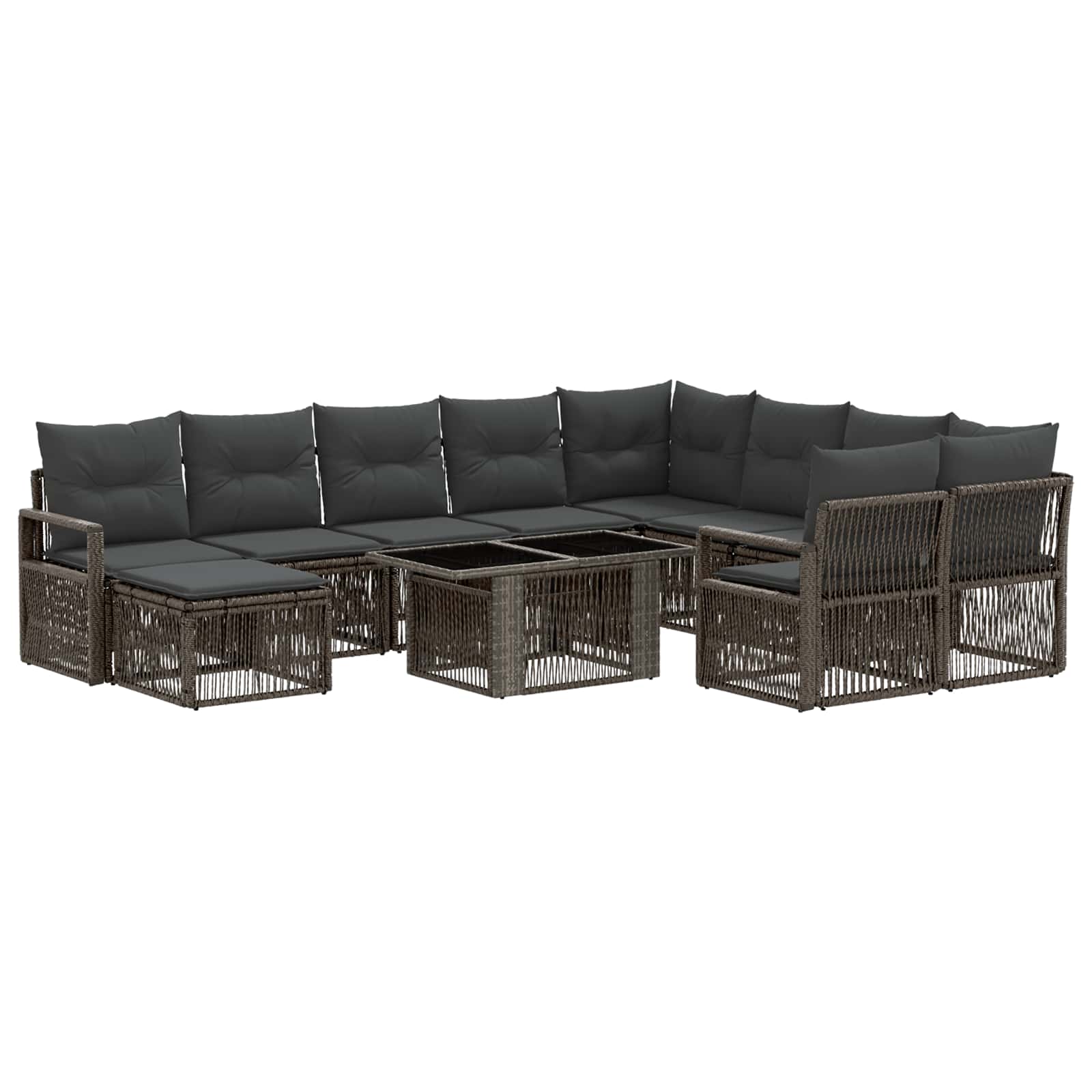 Gartensofa-set 11 stk. Grau und Dunkelgrau Poly-Rattan