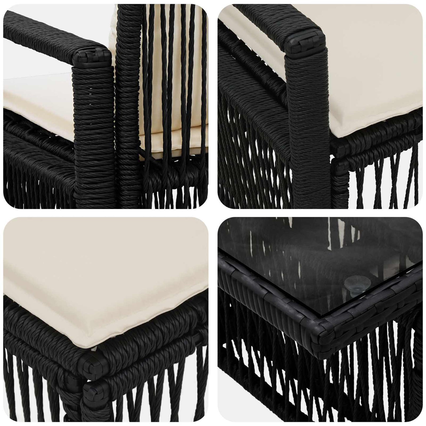Gartensofa-set 12 stk. Schwarz und Cremeweiß Poly-Rattan