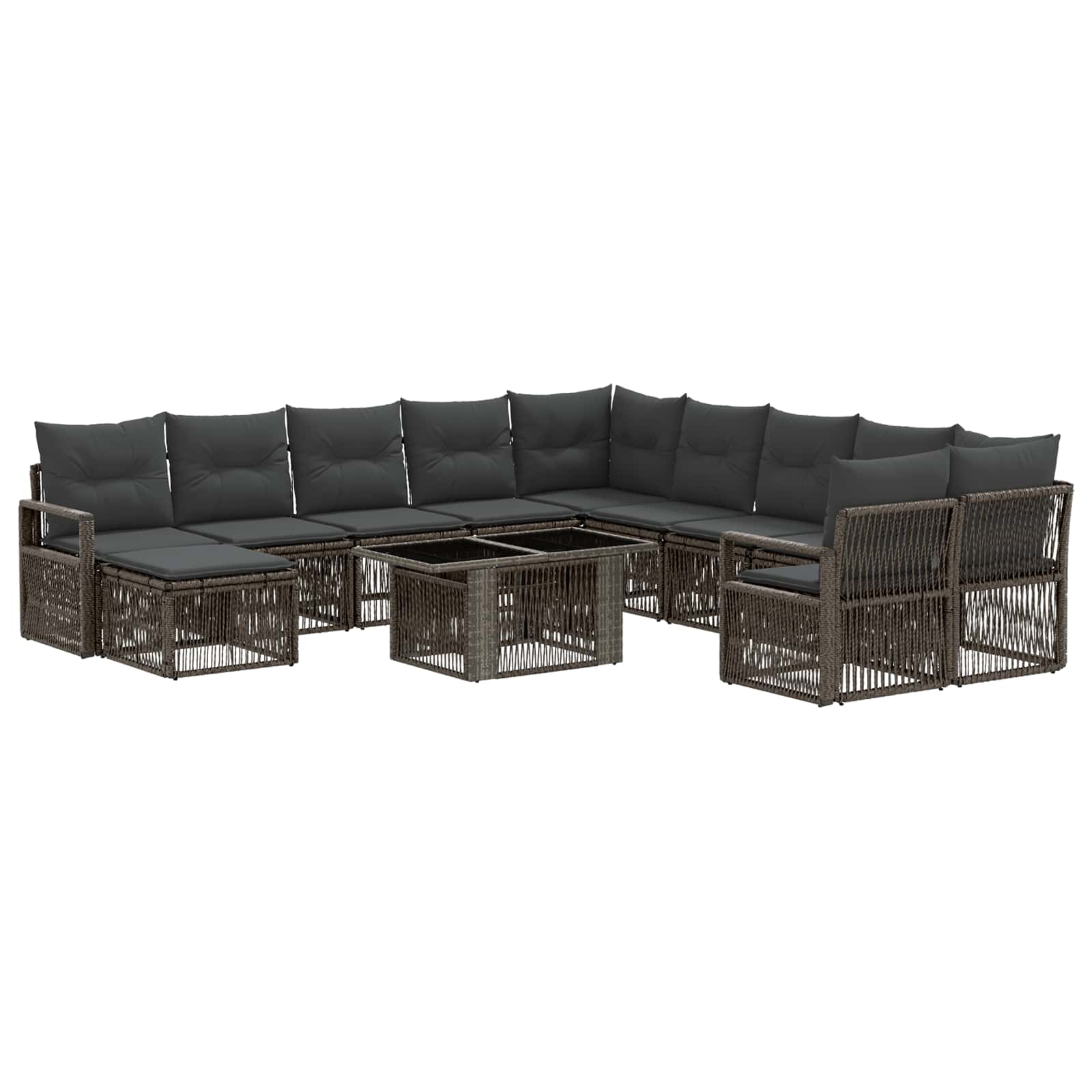 Gartensofa-set 12 stk. Grau und Dunkelgrau Poly-Rattan